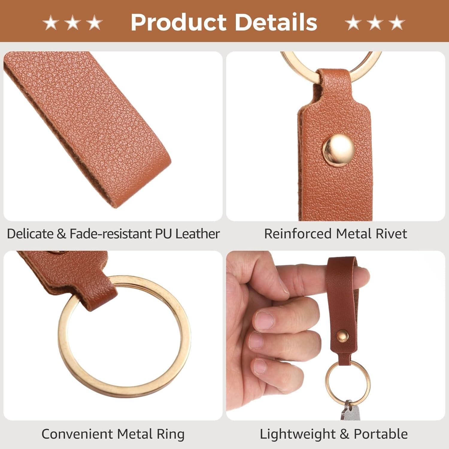 100 Piezas Llavero de Cuero PU Multicolor para DIY y Etiquetas