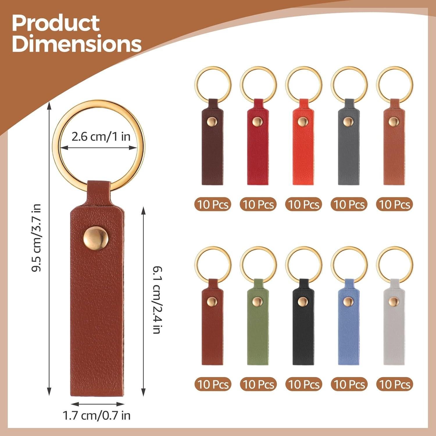 100 Piezas Llavero de Cuero PU Multicolor para DIY y Etiquetas