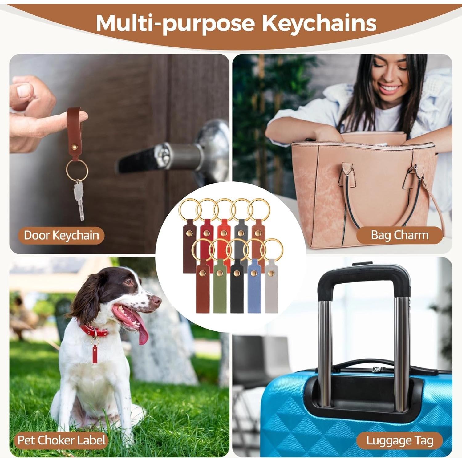 100 Piezas Llavero de Cuero PU Multicolor para DIY y Etiquetas