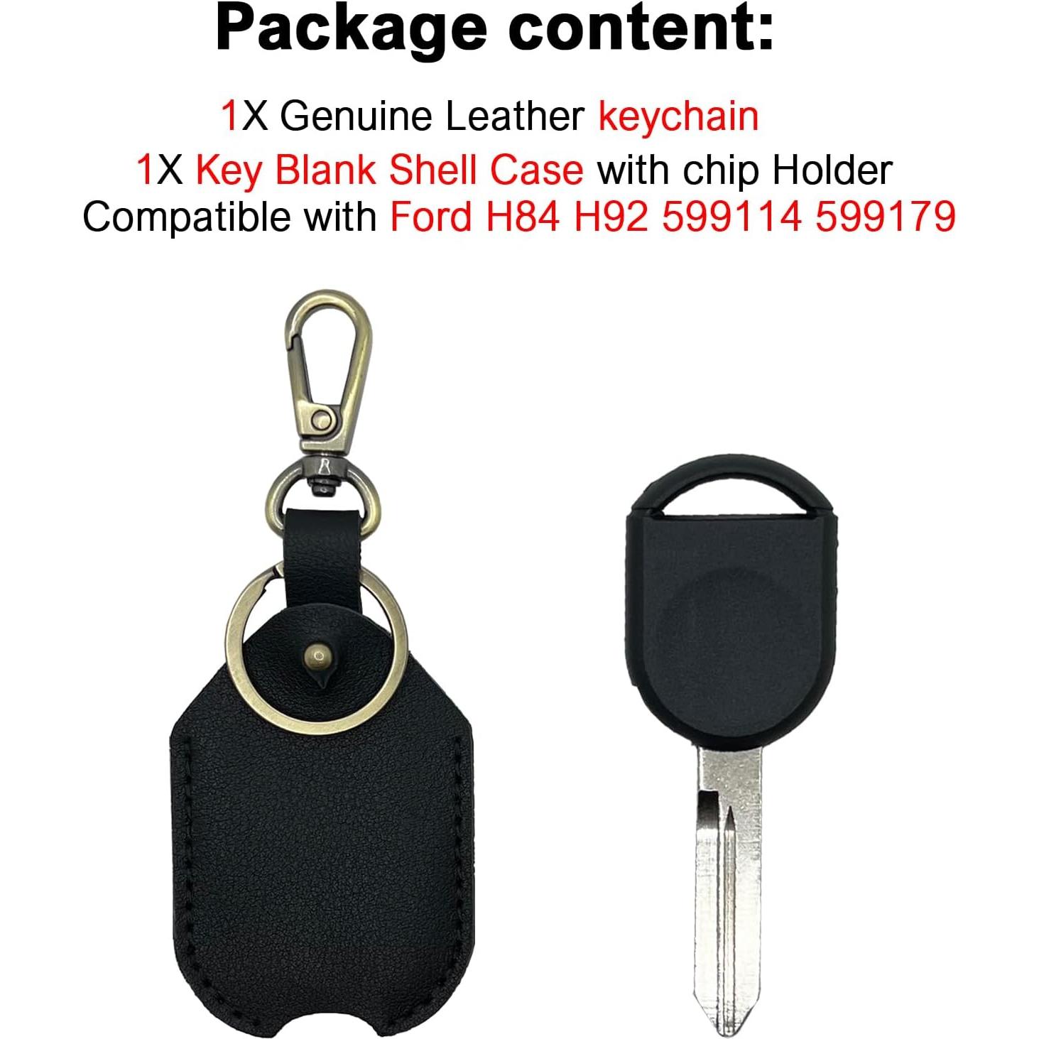 Funda de Llave de Cuero Genuino para Ford - Soporte y Llavero