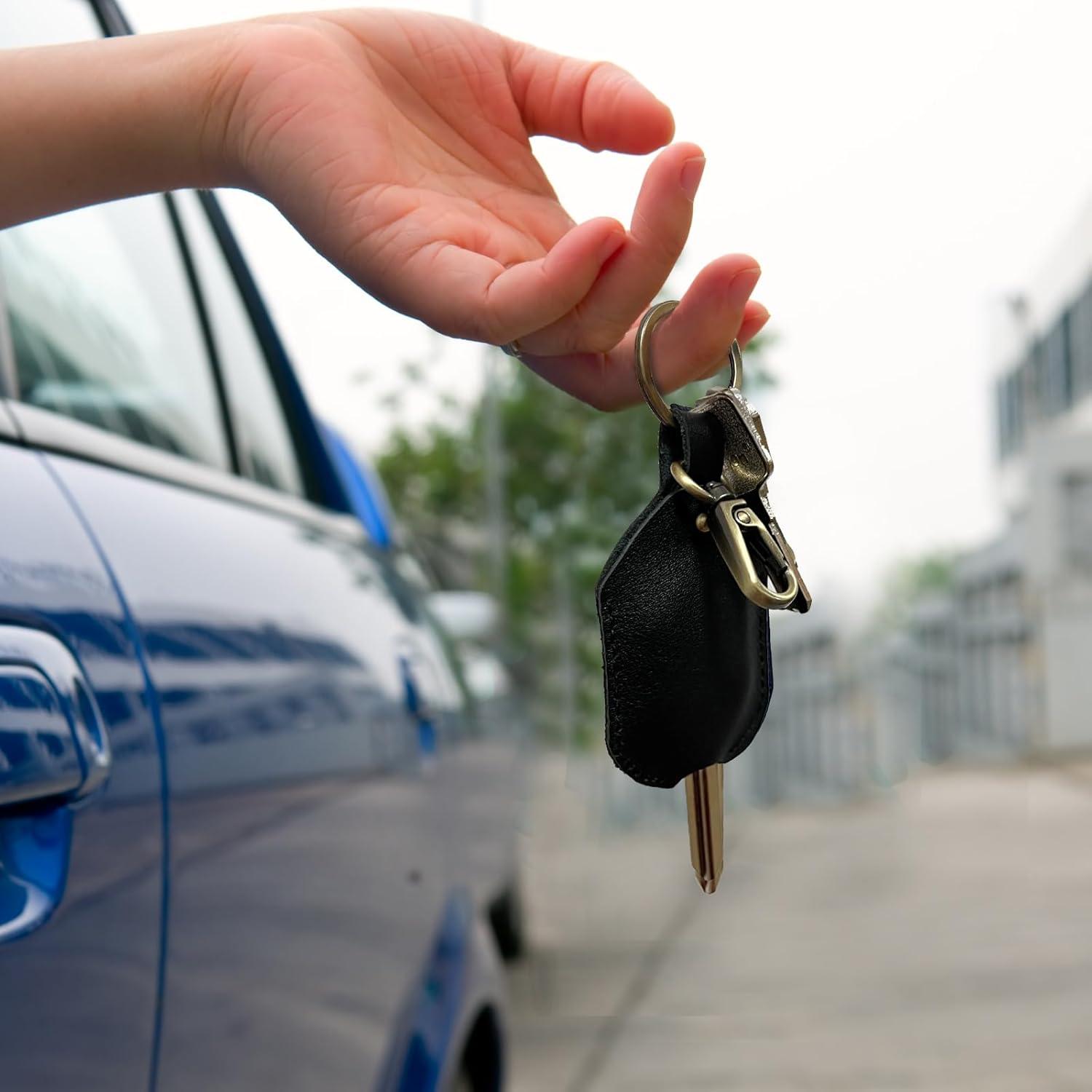 Funda de Llave de Cuero Genuino para Ford - Soporte y Llavero