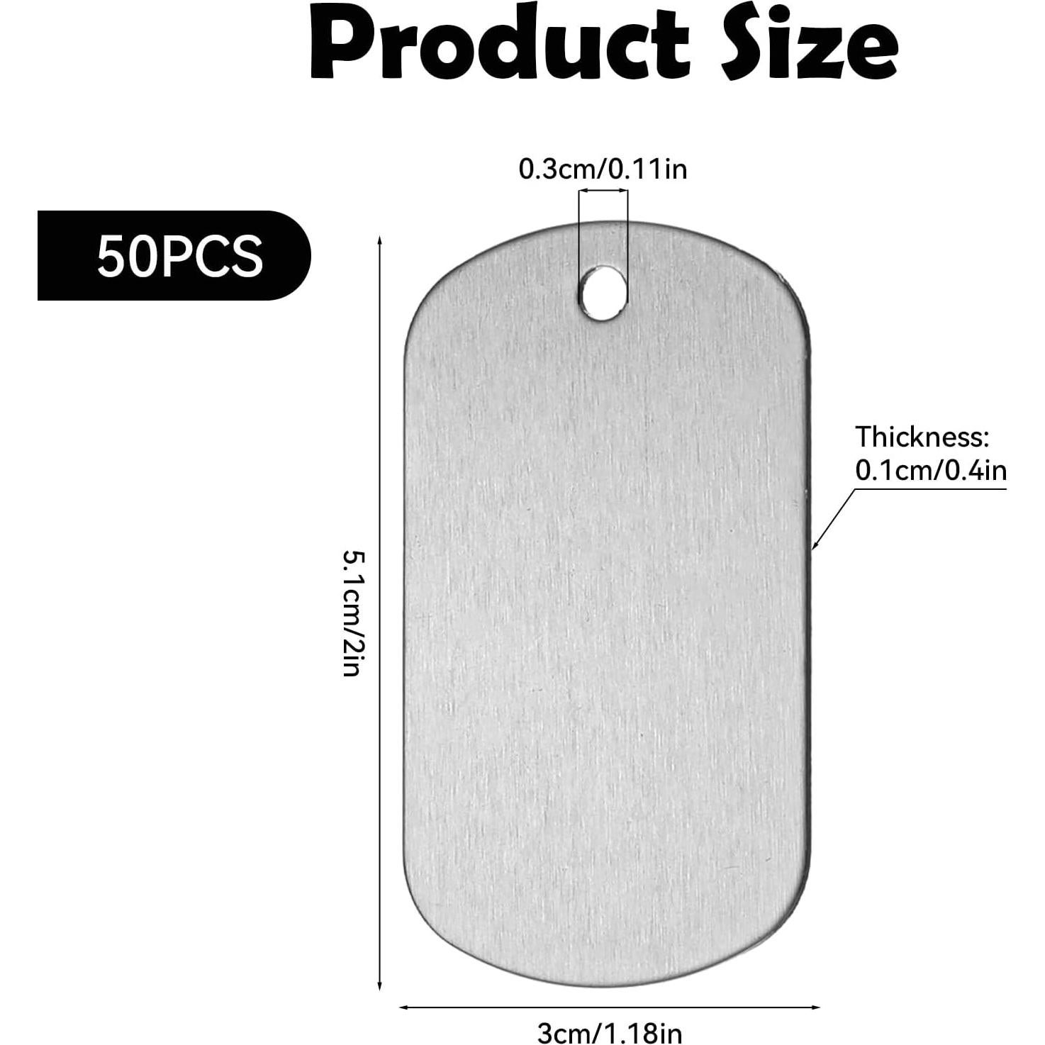 Paquete de 50 Etiquetas Metálicas en Blanco Aluminio 5x3cm
