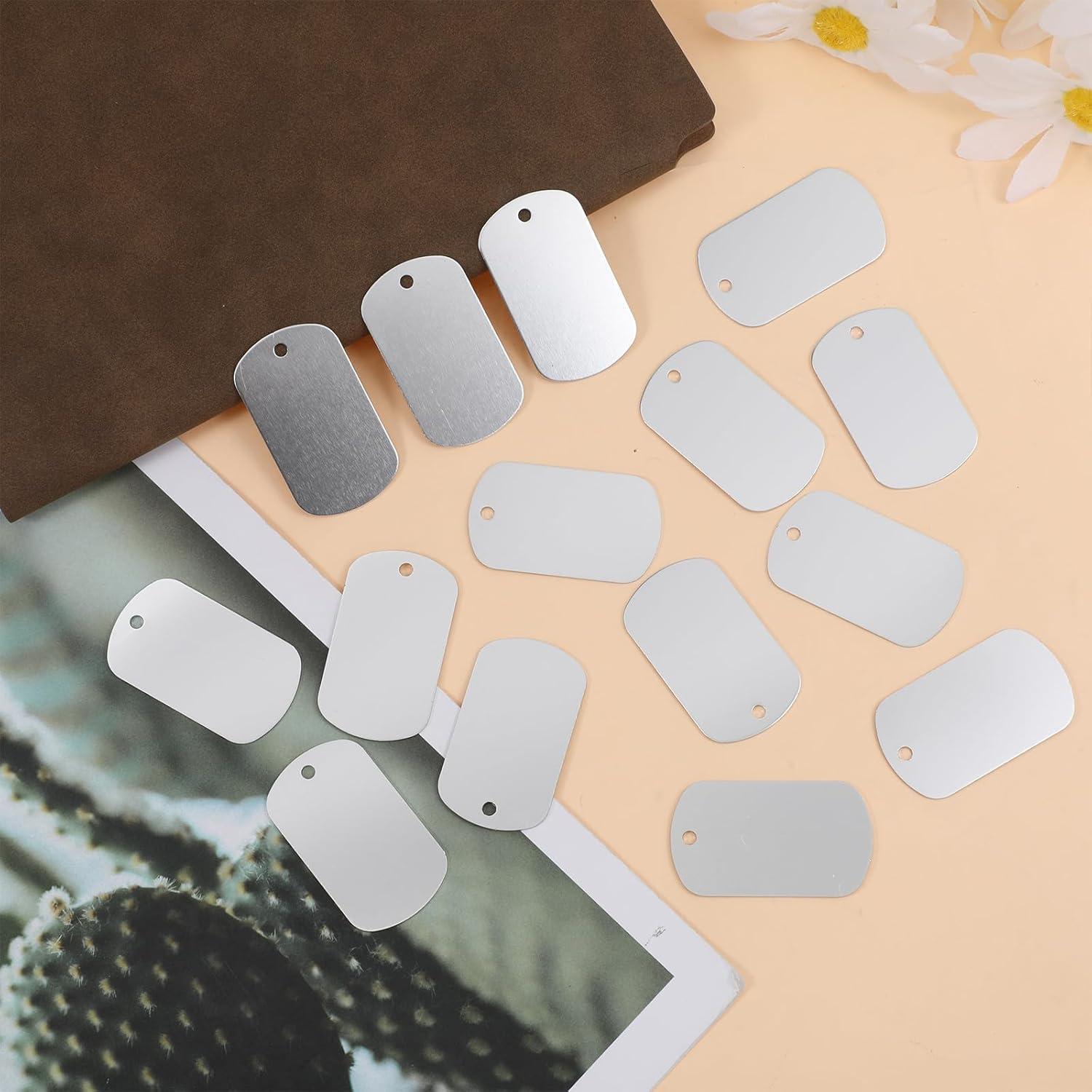 Paquete de 50 Etiquetas Metálicas en Blanco Aluminio 5x3cm