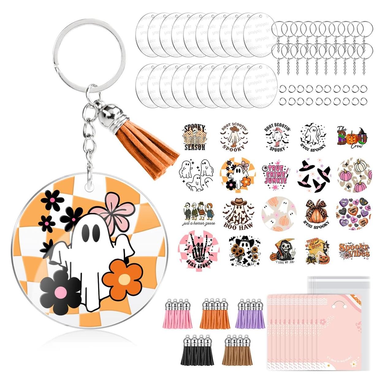 Juego de Llaveros Acrílicos YOPPIX 140 PCS Halloween DIY