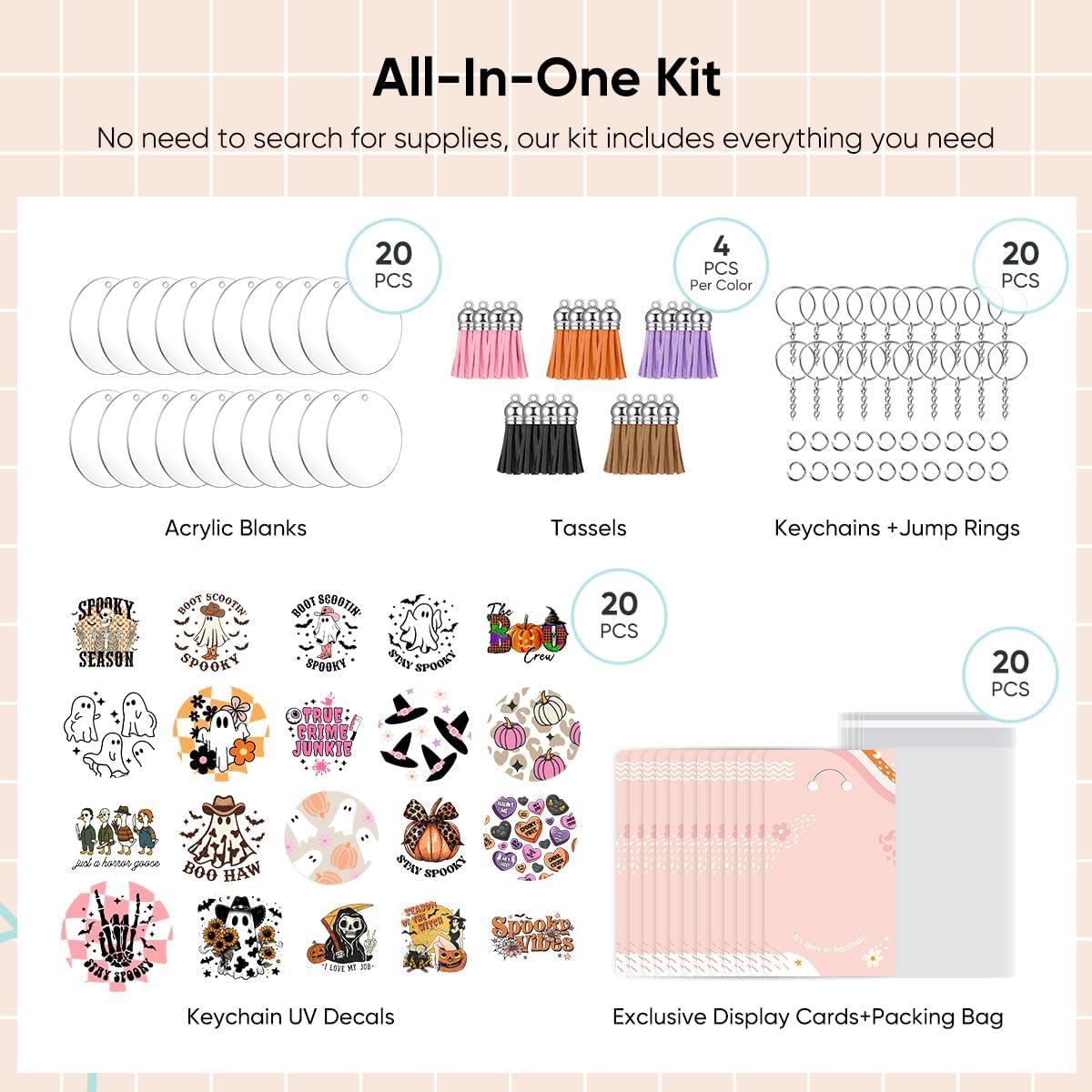 Juego de Llaveros Acrílicos YOPPIX 140 PCS Halloween DIY