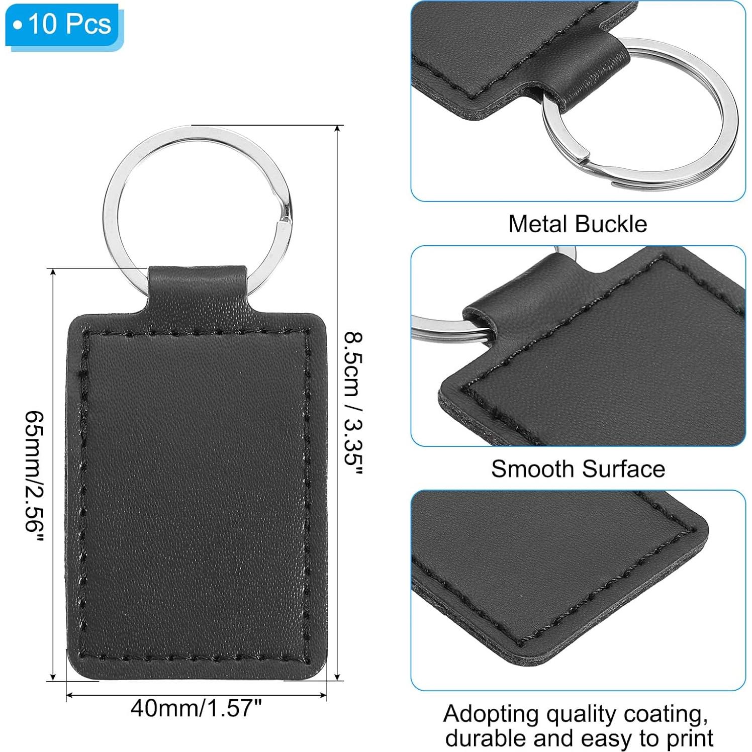 Llaveros de Cuero PU en Blanco para Sublimación PATIKIL - 10 Pcs