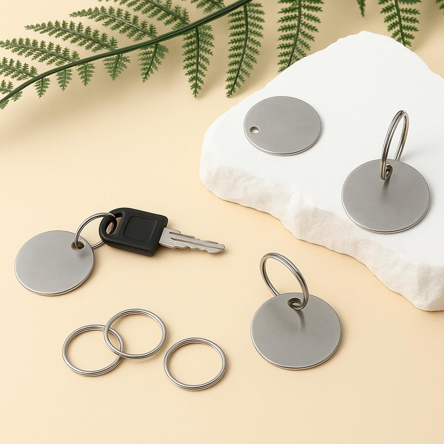 100 Etiquetas Metálicas Redondas Acero Inoxidable 30mm