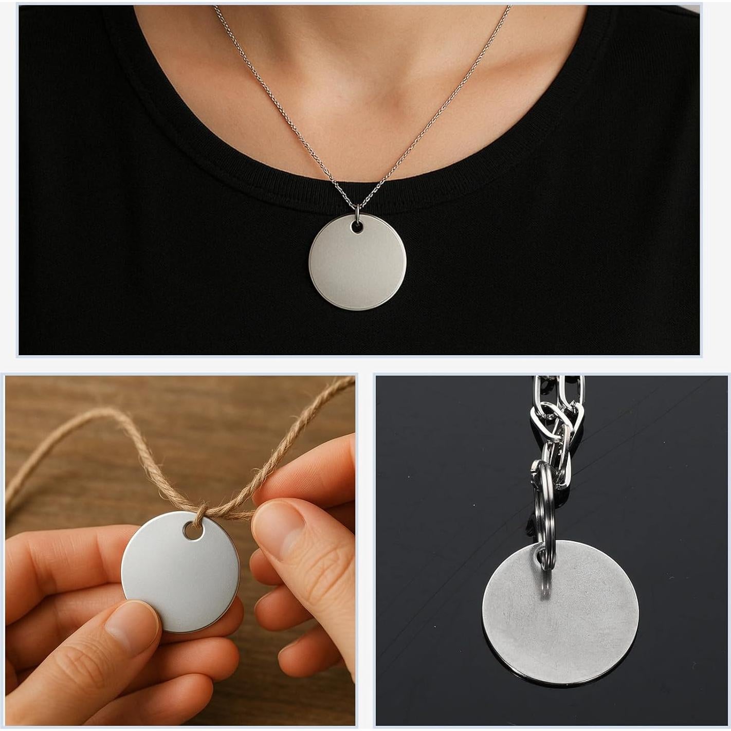 100 Etiquetas Metálicas Redondas Acero Inoxidable 30mm