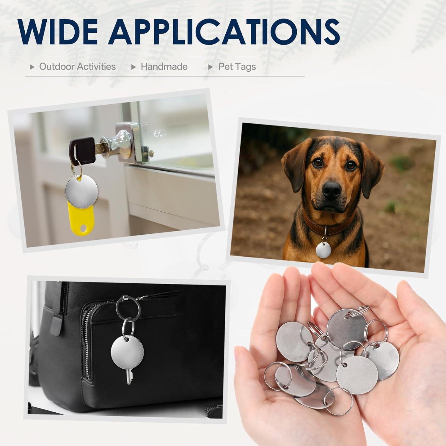 100 Etiquetas Metálicas Redondas Acero Inoxidable 30mm