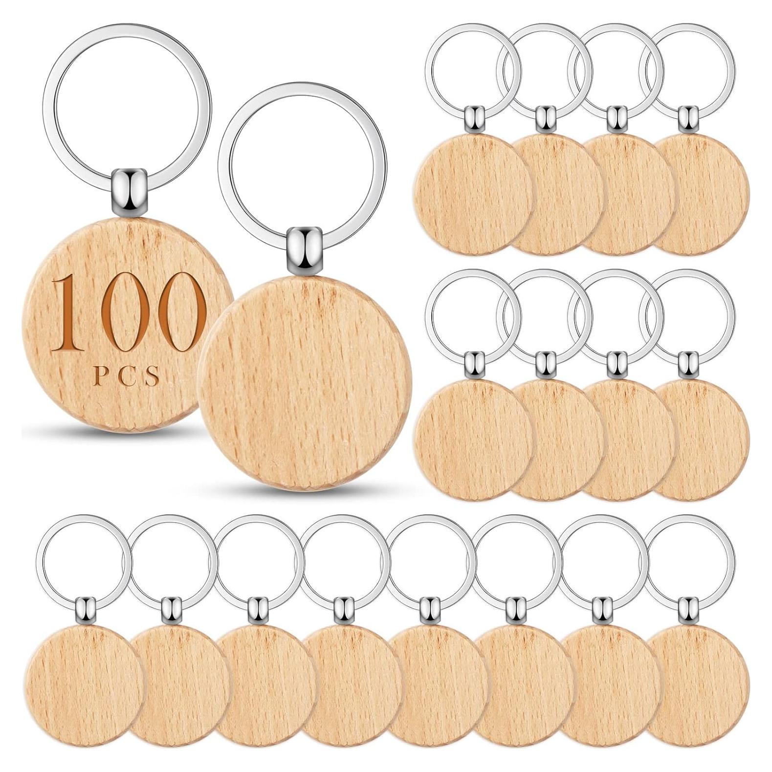 Llave Redonda de Madera Yinkin para Grabado Láser - 100 Piezas