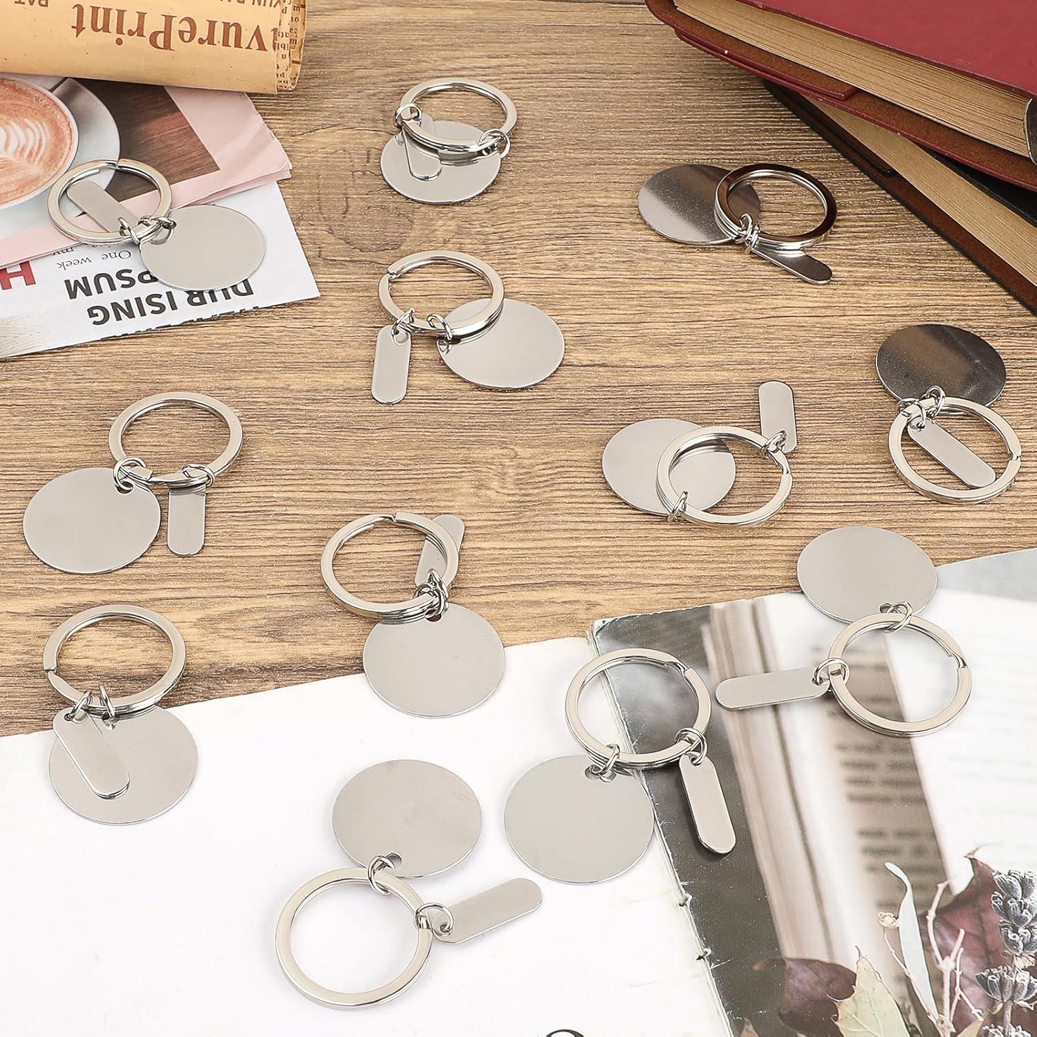 36 Llaveros de Acero Inoxidable OGANAZI 3 cm Redondos DIY