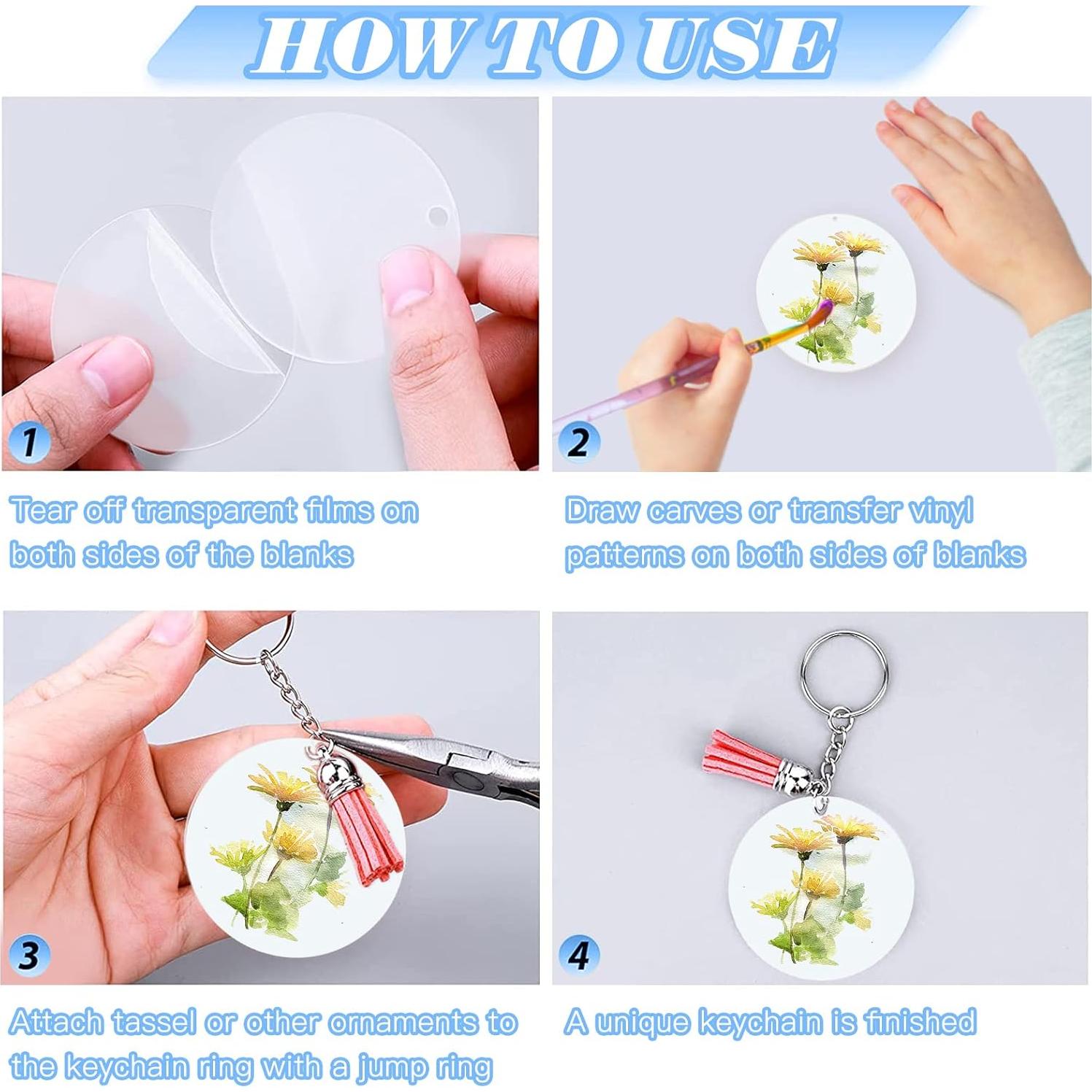 Kit 300 Llaveros Acrílicos en Blanco ZYNERY 5.08 cm