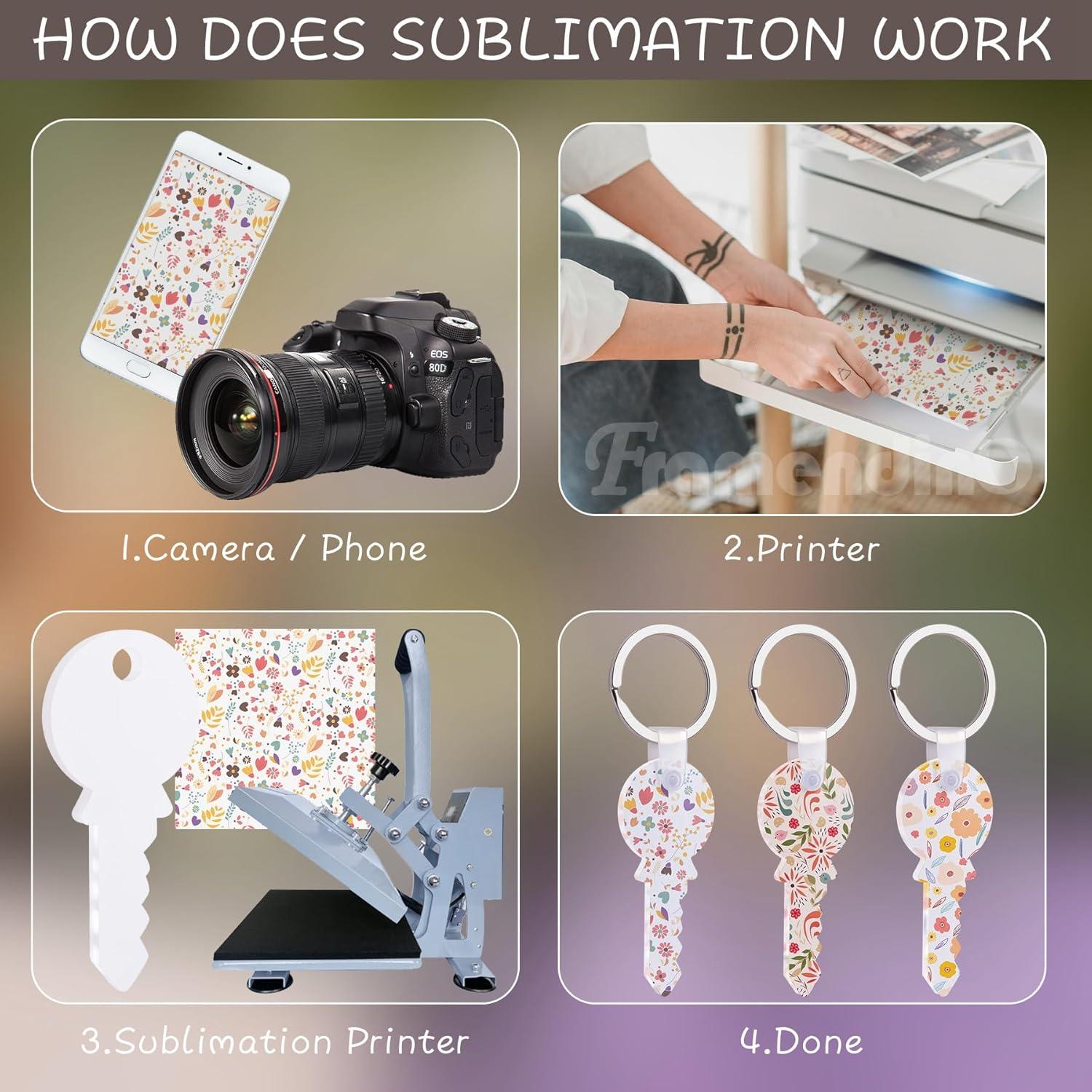 Kit de Llaveros de Acrílico para Sublimación Framendino - 10 Paquetes