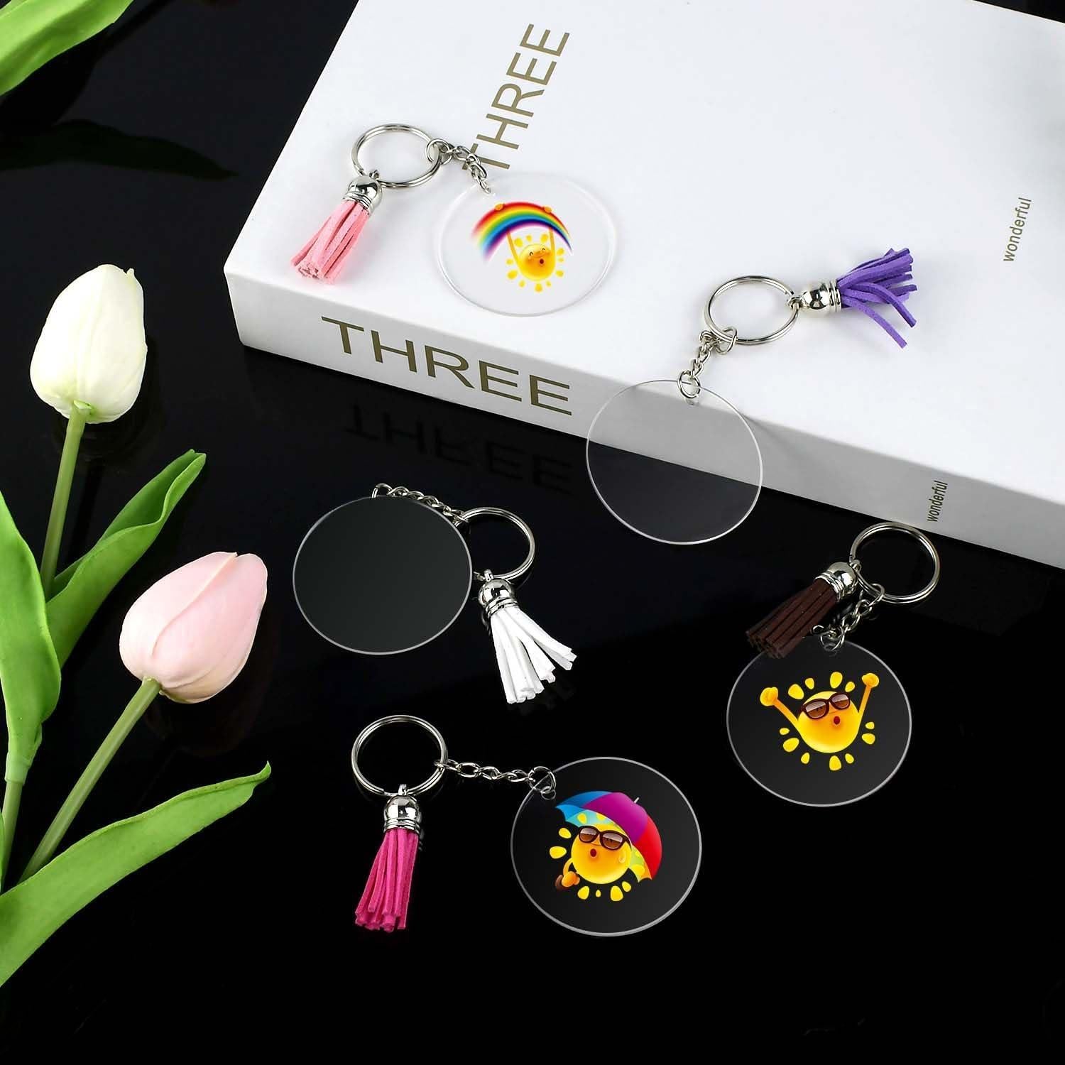 Juego de 48 Llaveros Acrílicos Transparentes Yuntop 10x7.9cm