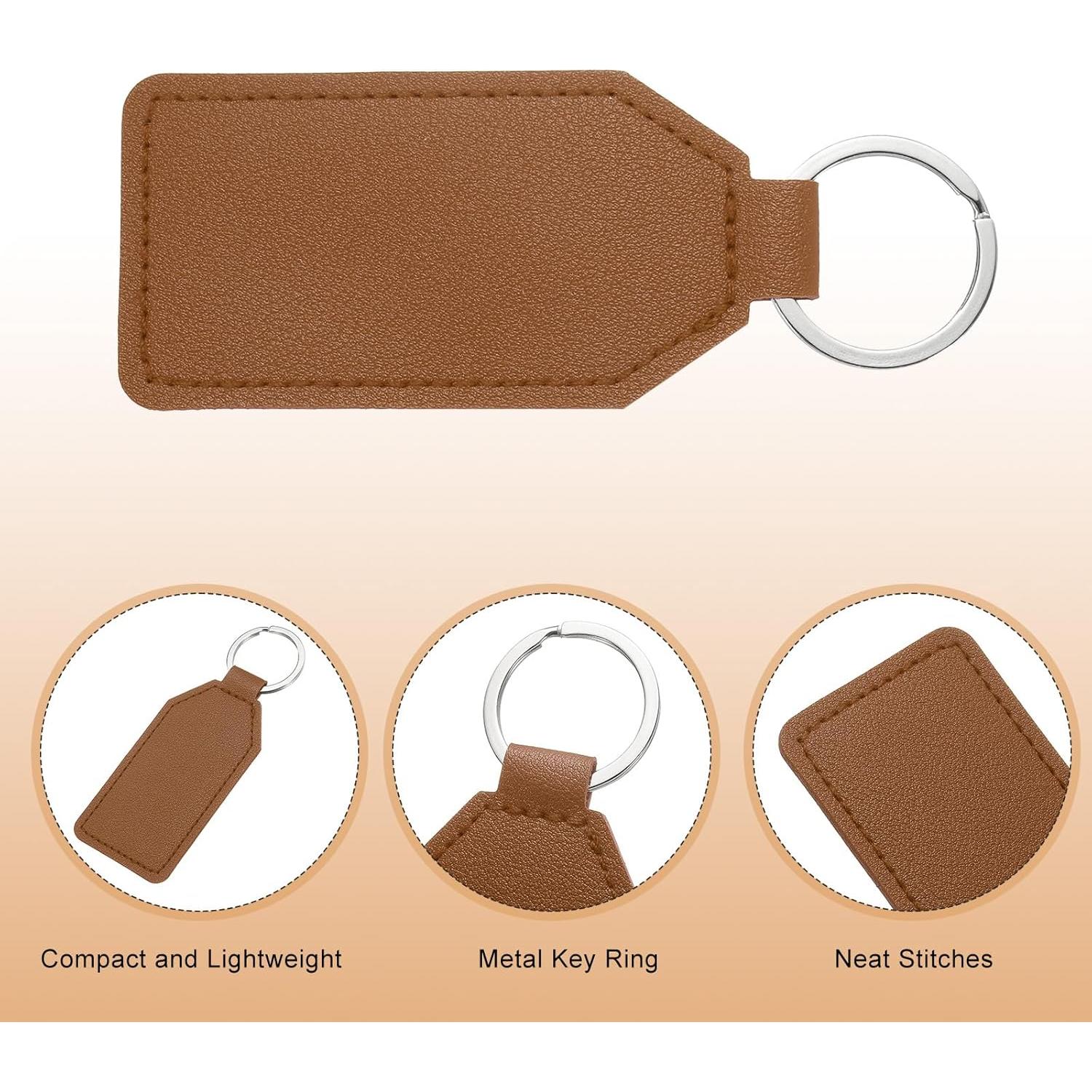 Llave de Cuero PU uxcell 2 Piezas 4.6x9cm Marrón Oscuro