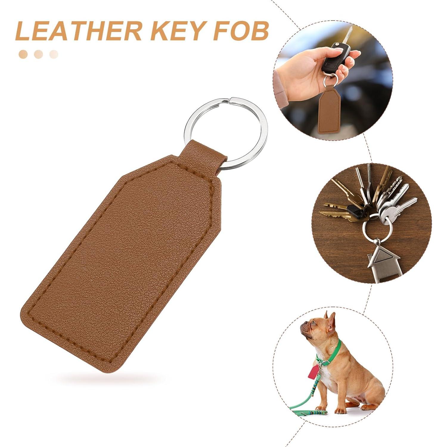 Llave de Cuero PU uxcell 2 Piezas 4.6x9cm Marrón Oscuro