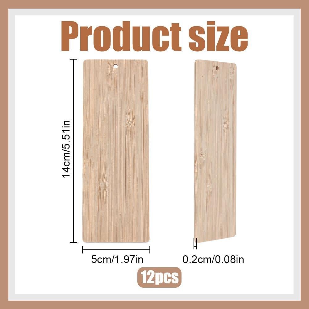 12 Marcadores en Blanco de Bambú WEBEEDY 5x14 cm para DIY