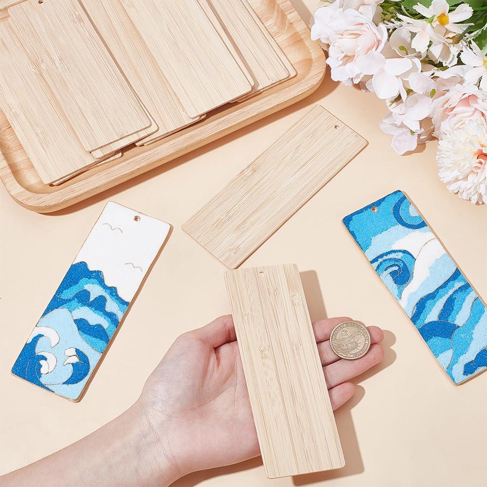 12 Marcadores en Blanco de Bambú WEBEEDY 5x14 cm para DIY