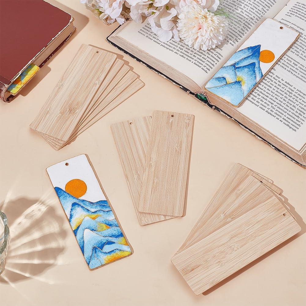 12 Marcadores en Blanco de Bambú WEBEEDY 5x14 cm para DIY