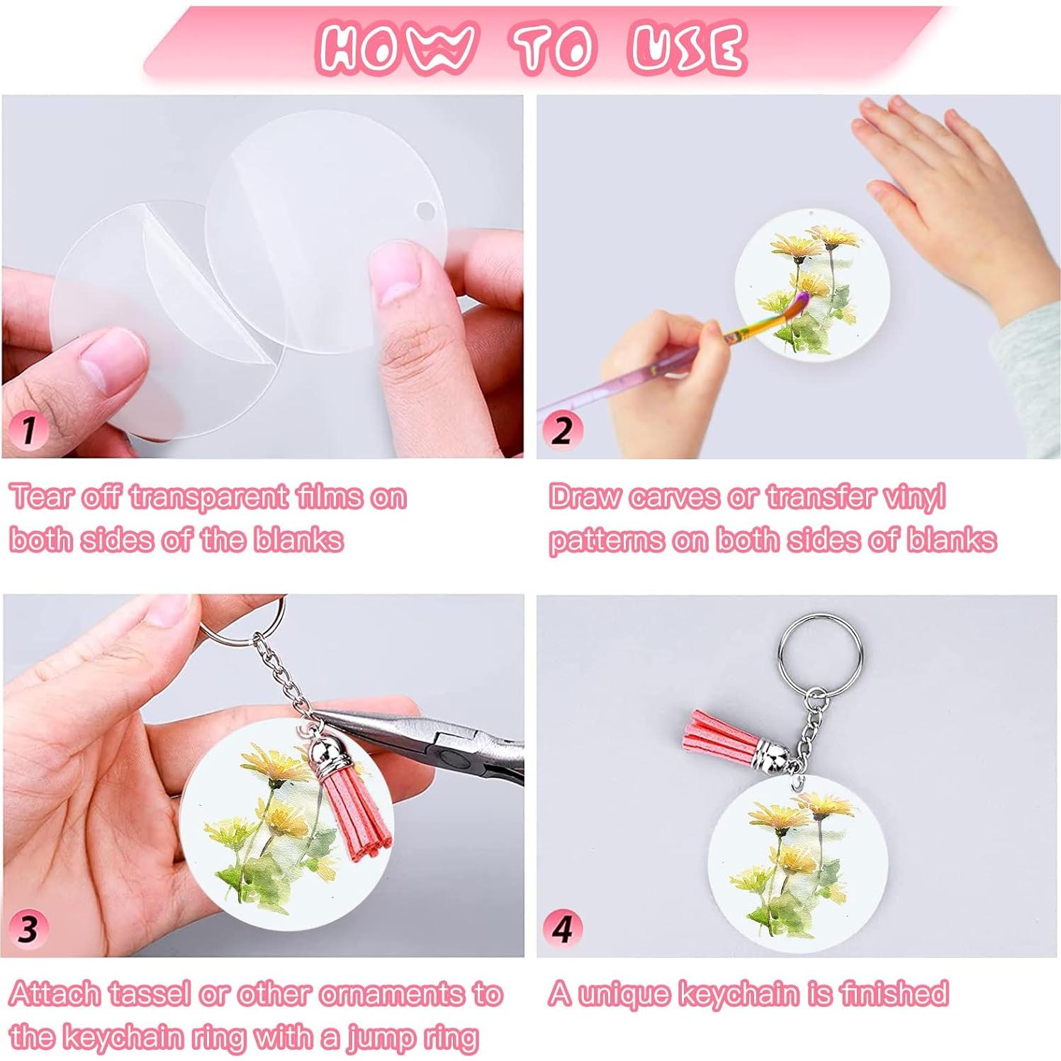 Kit de Llaveros Acrílicos en Blanco ZYNERY 144 Pcs