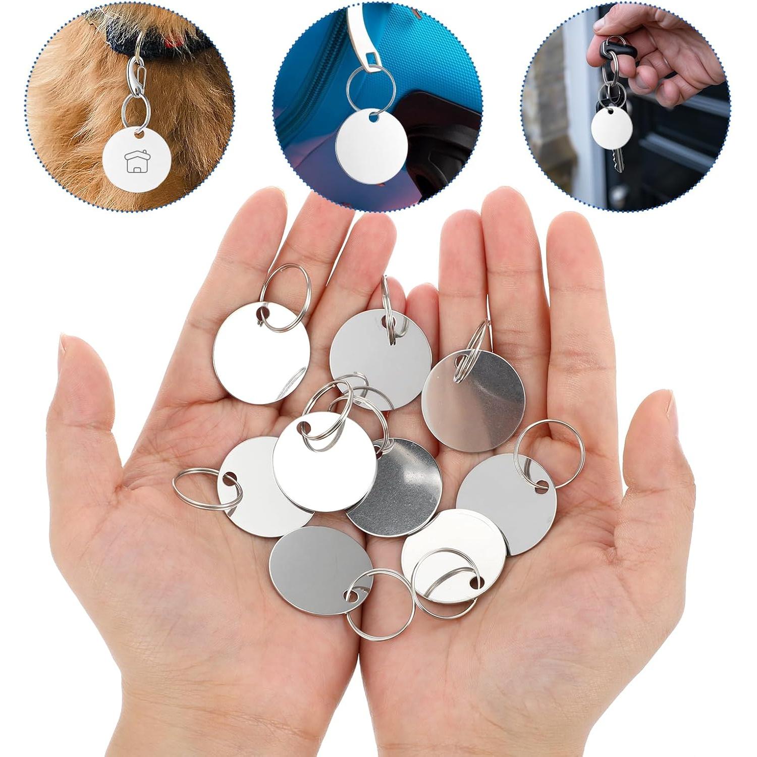 Paquete de 100 etiquetas redondas MAQUITA de acero inoxidable 3.05 cm