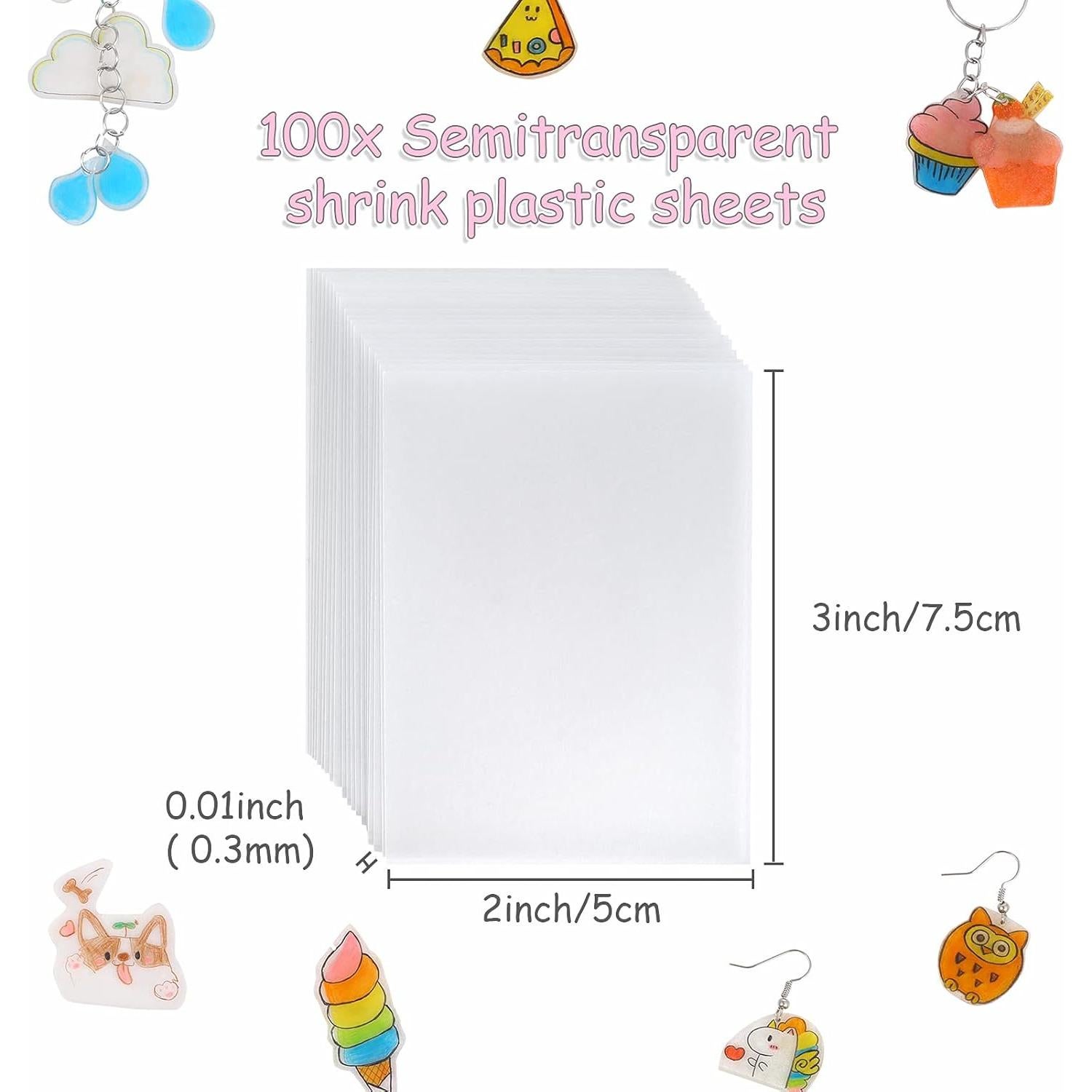 Auihiay 100 Hojas de Plástico Retráctil para Manualidades 7.5x5cm