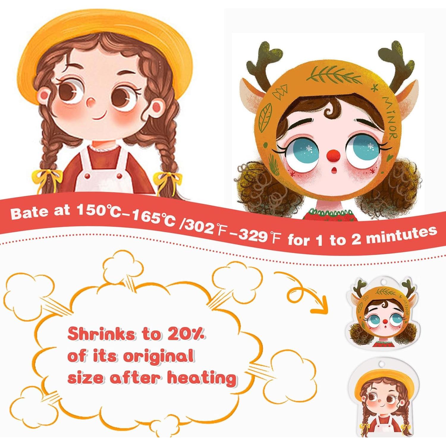 Kit de Llaveros Shrinky Dink yyoemas 183PCS con Lápices y Perforadora