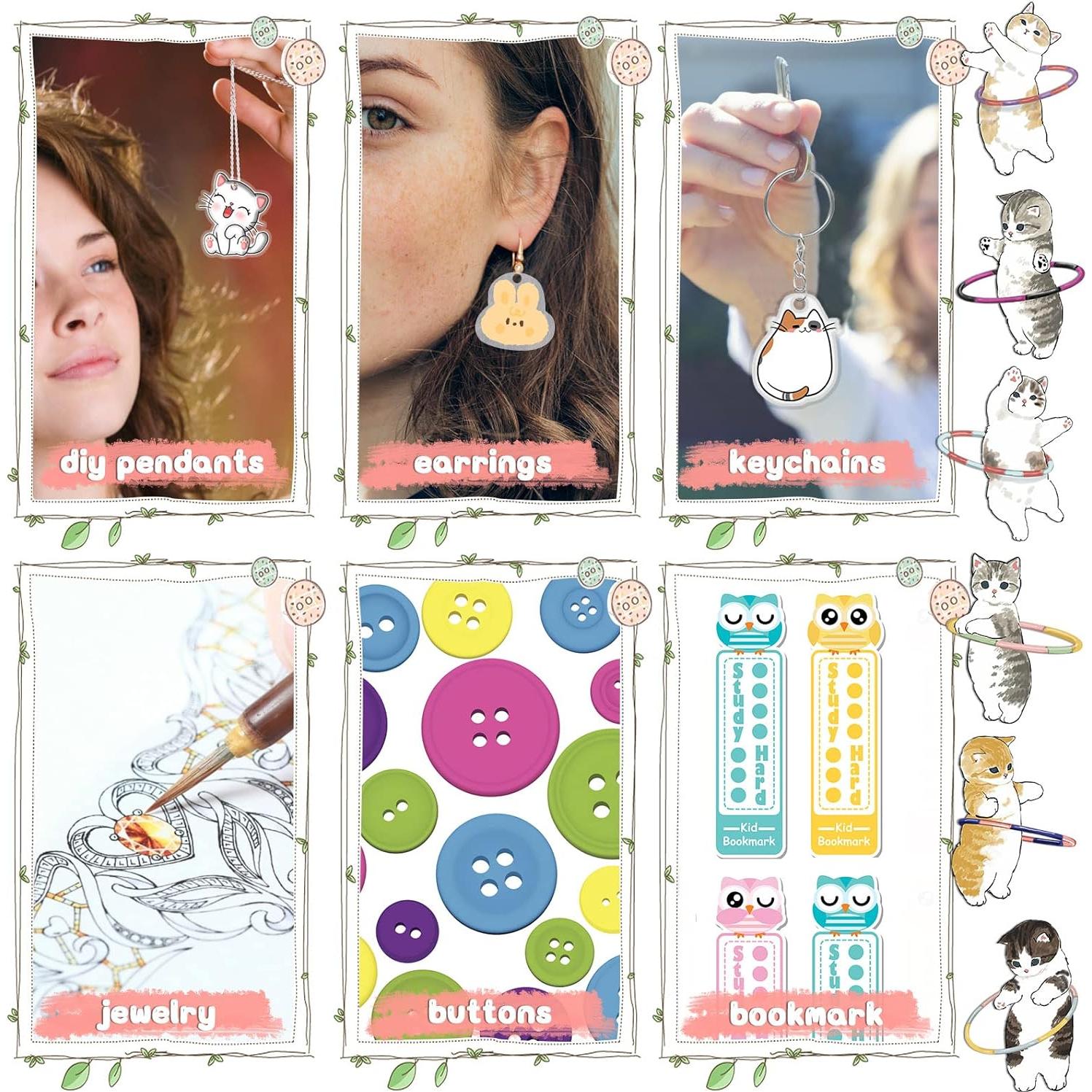 Kit de Llaveros Shrinky Dink yyoemas 183PCS con Lápices y Perforadora