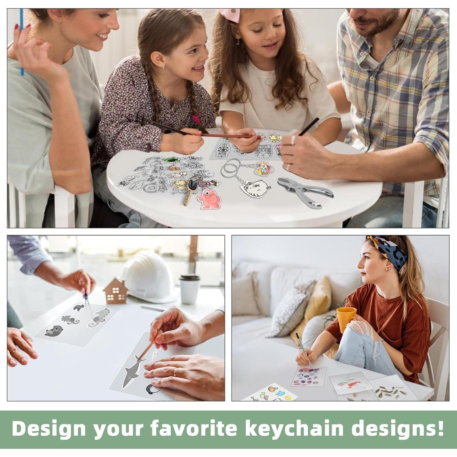 Kit de Llaveros Shrinky Dink yyoemas 183PCS con Lápices y Perforadora