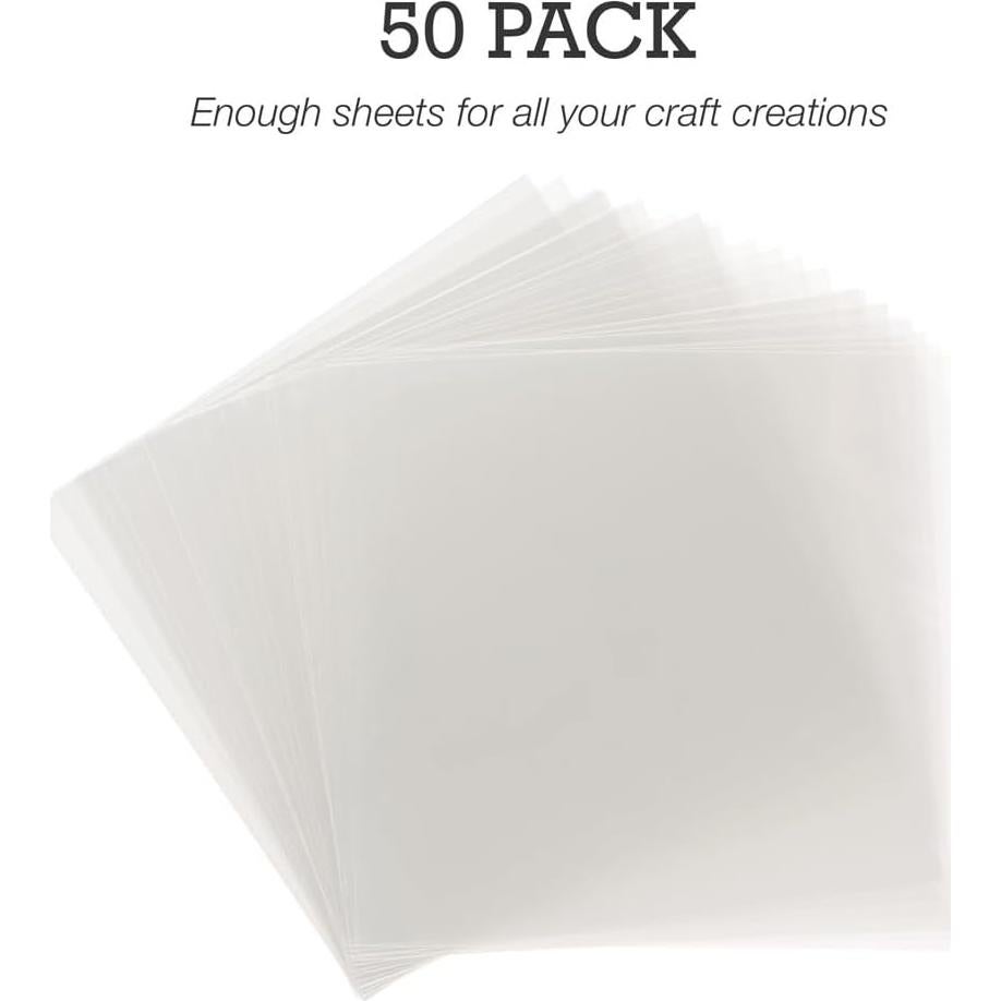 Samsill 50 Hojas Plástico Transparente 12x12 cm para Manualidades