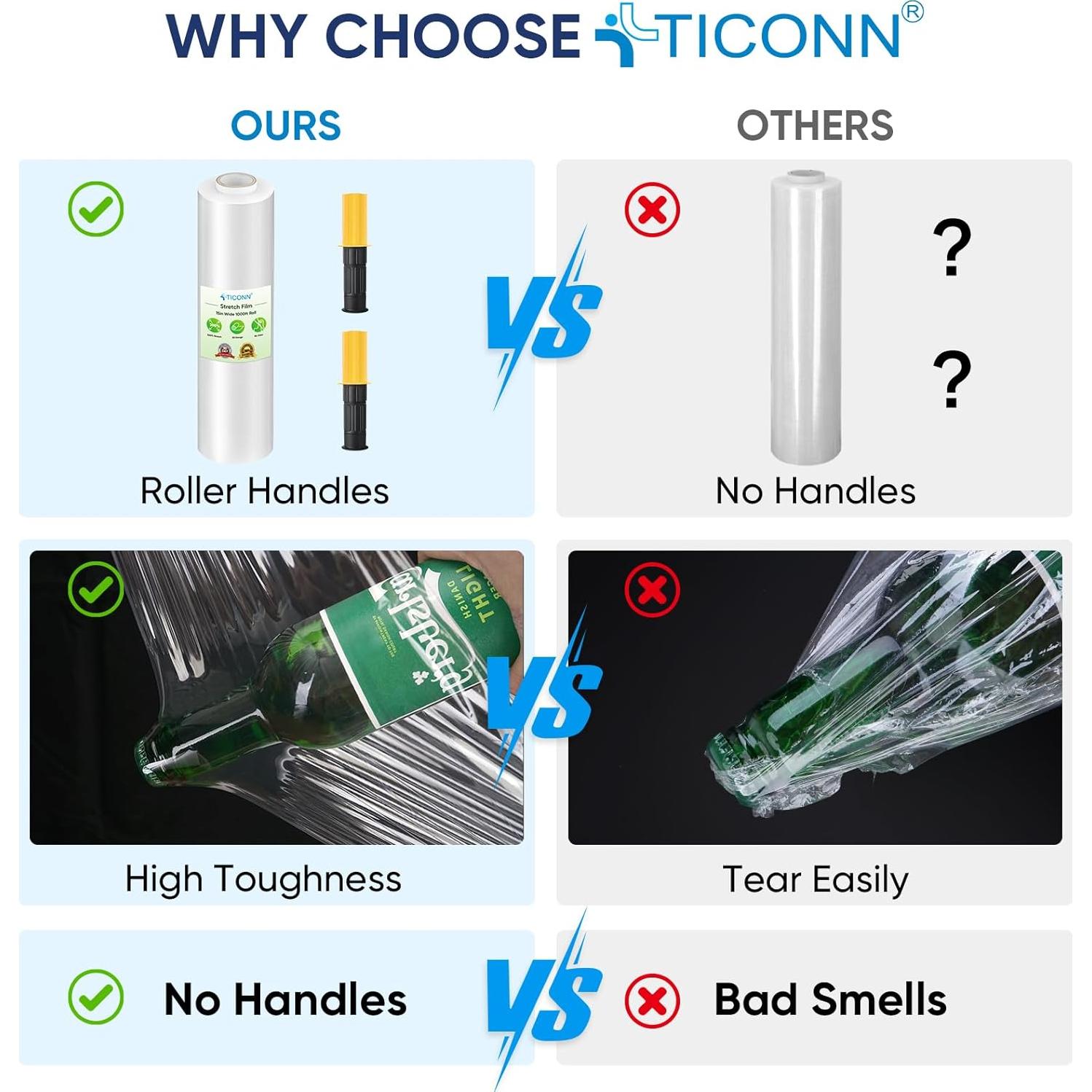 Film Estirable TICONN 1000 pies 15" con Mangos para Mudanza