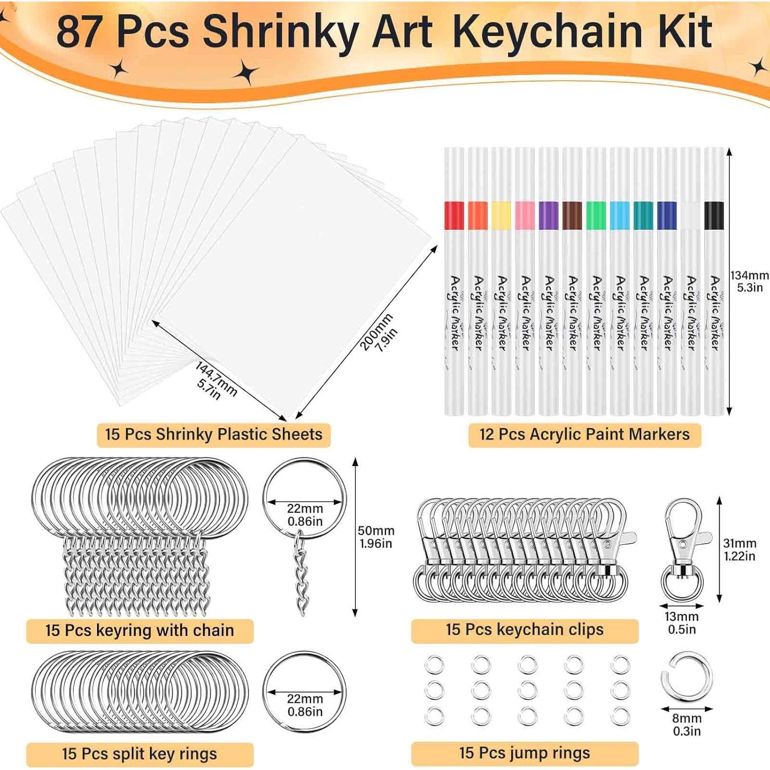 Kit de Hojas de Plástico Shrinky Flasoo 87 Piezas para Manualidades
