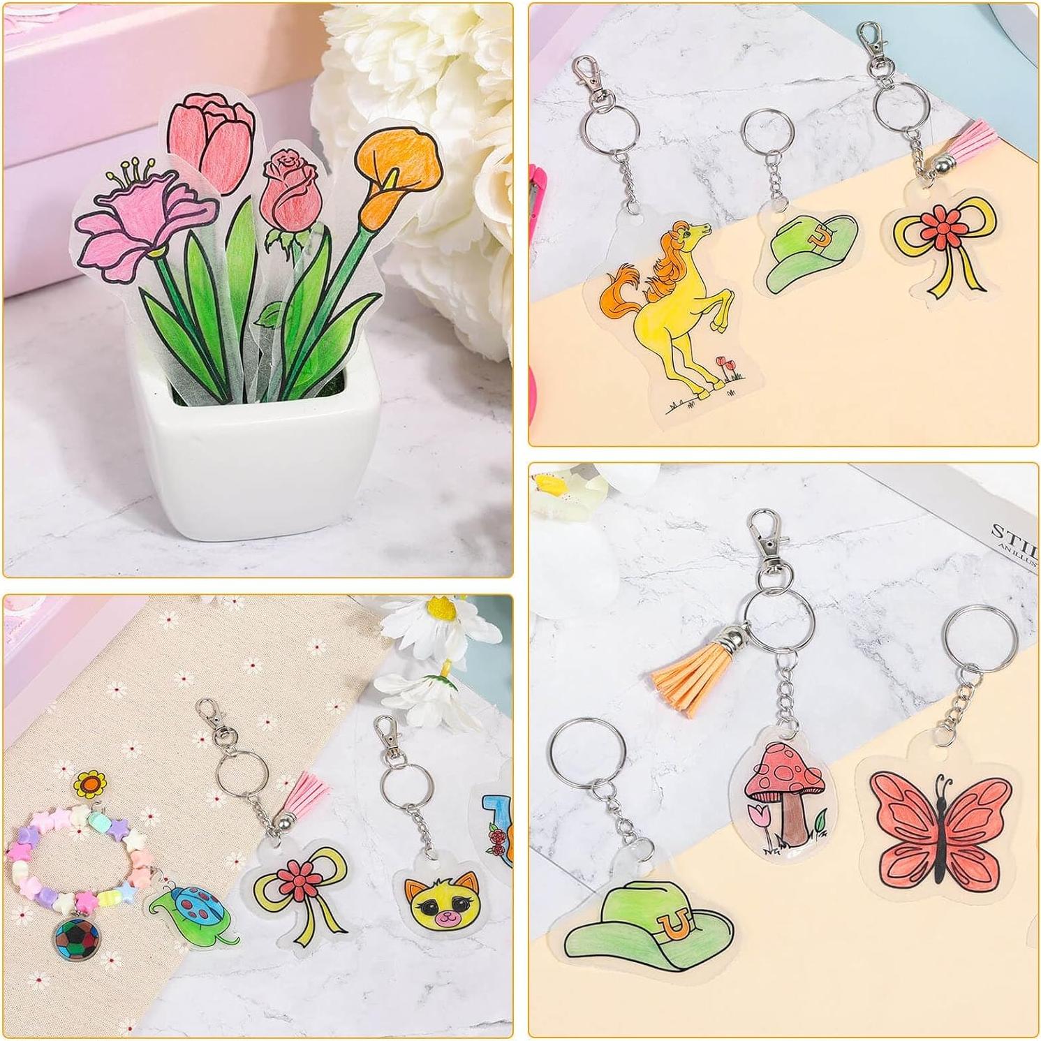 Kit de Hojas de Plástico Shrinky Flasoo 87 Piezas para Manualidades