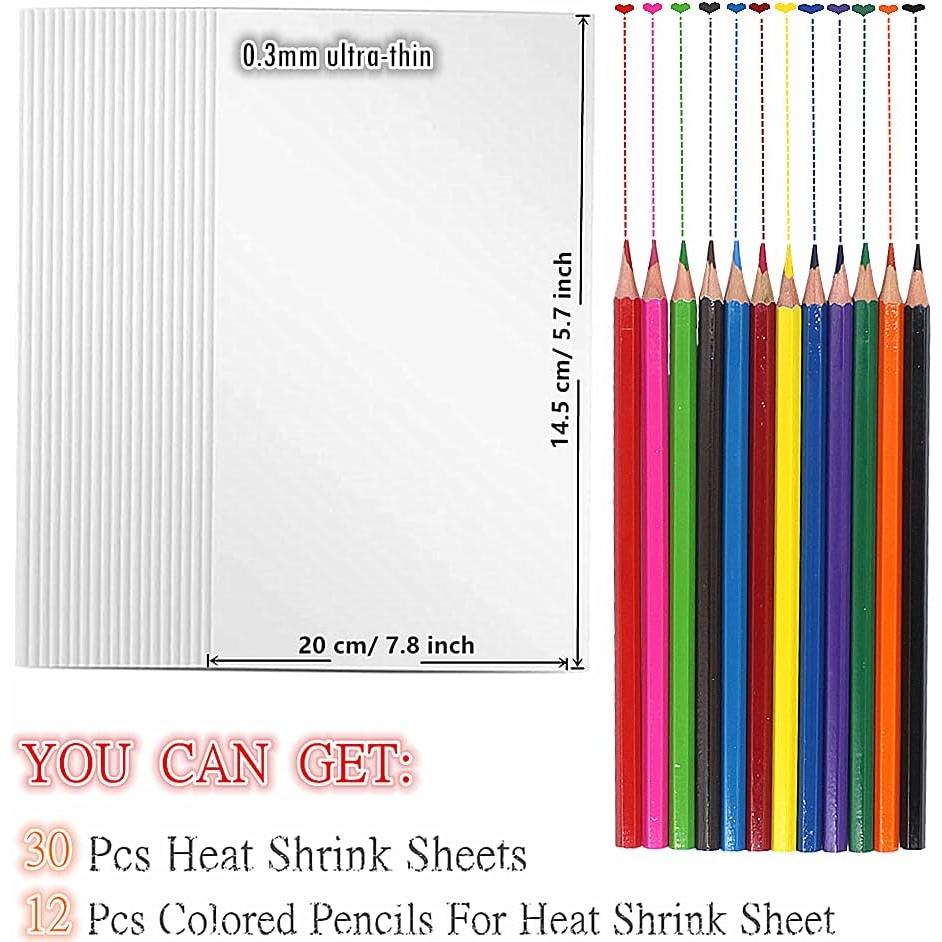 30 Hojas de Plástico Retráctil AIVS para Manualidades + 12 Lápices