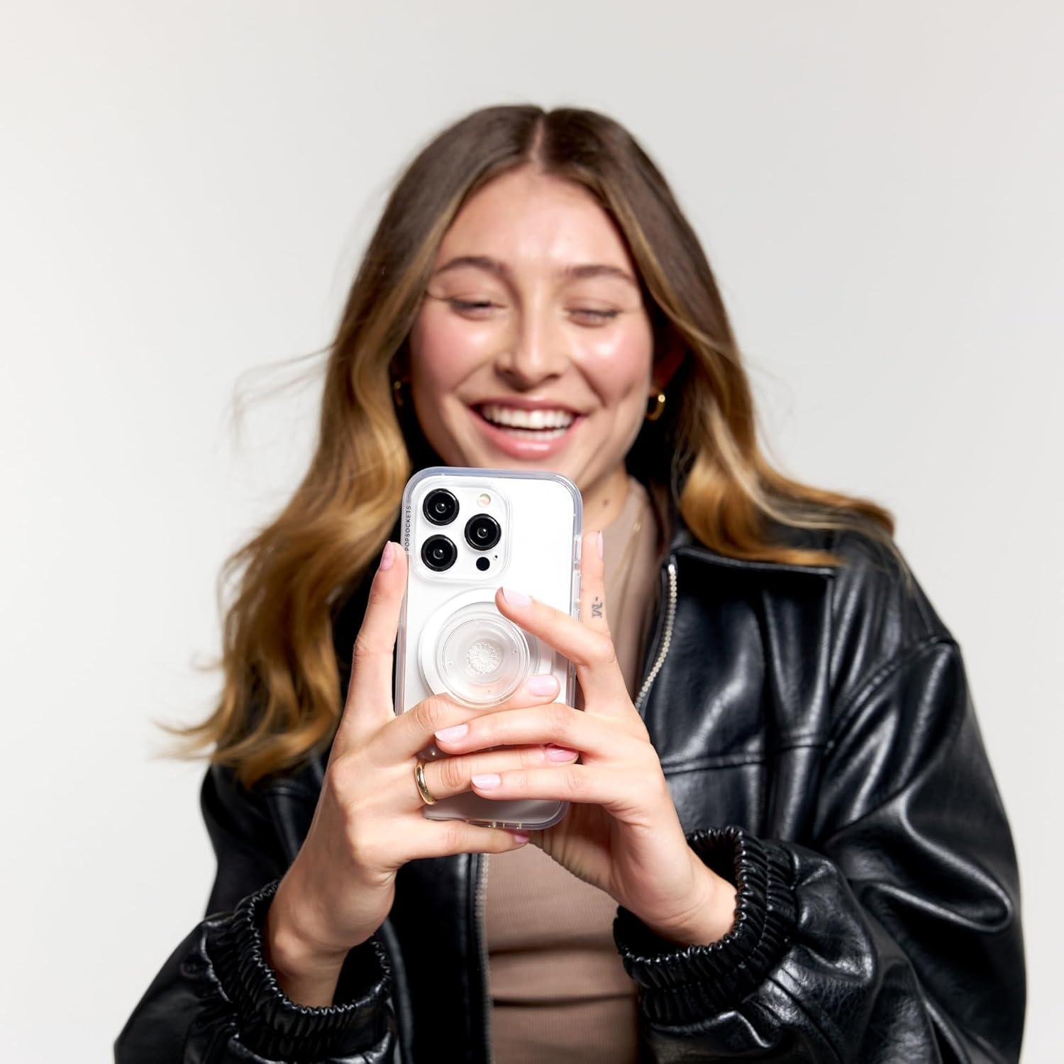 PopSockets Agarre Redondo MagSafe Transparente con Adaptador