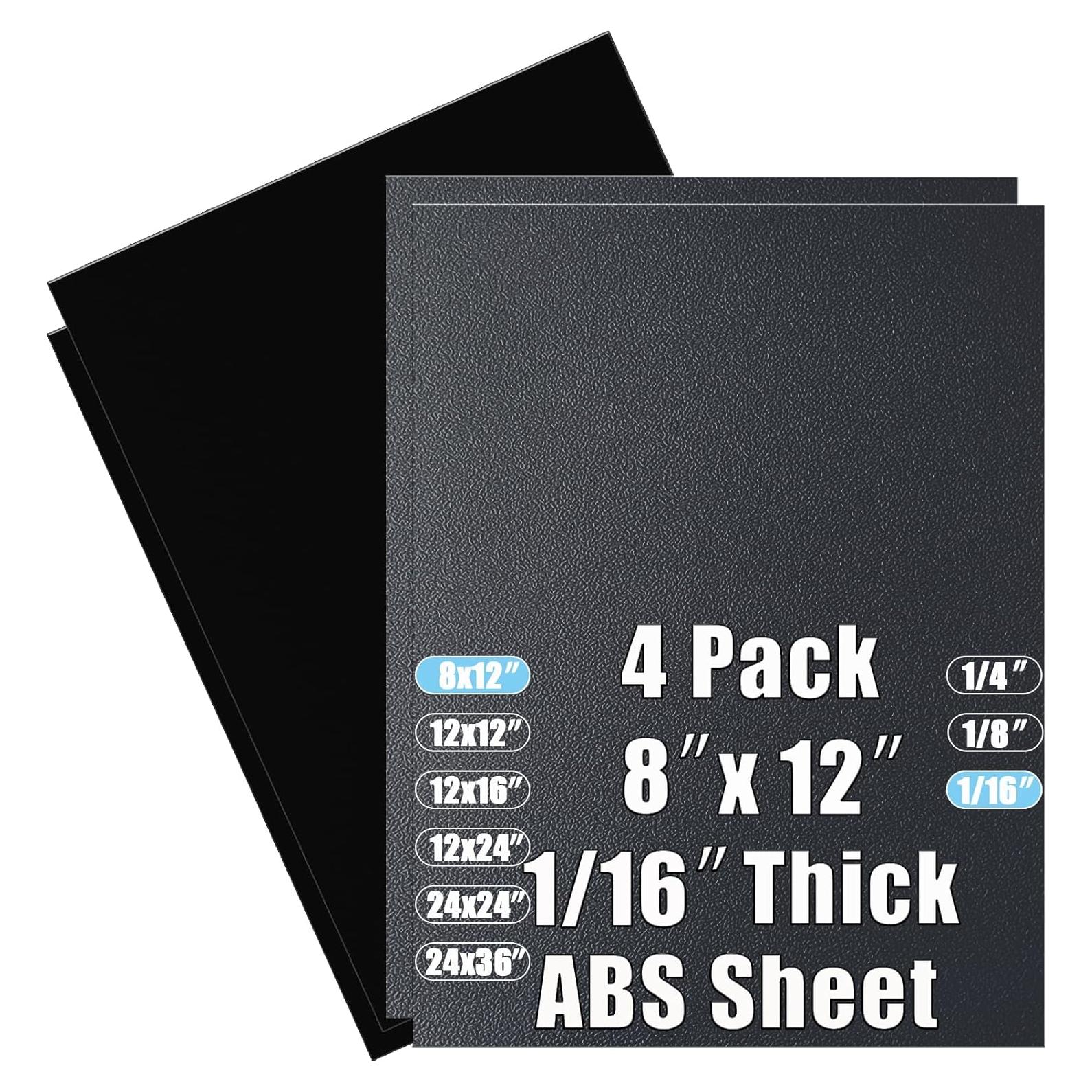 Hoja de Plástico ABS 30.48 x 20.32 cm Paquete de 4