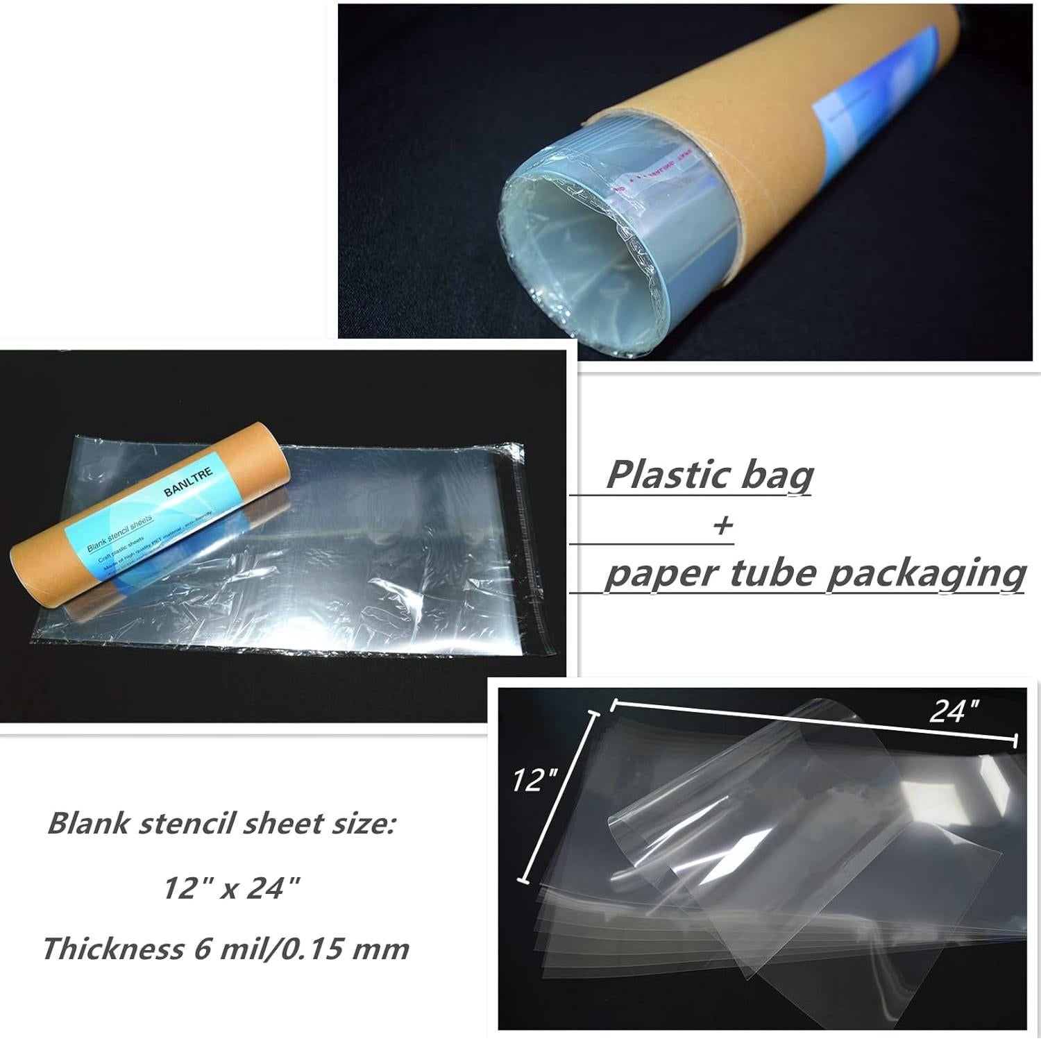 Hojas de Plástico Transparentes BANLTRE 10 Piezas 30x60cm