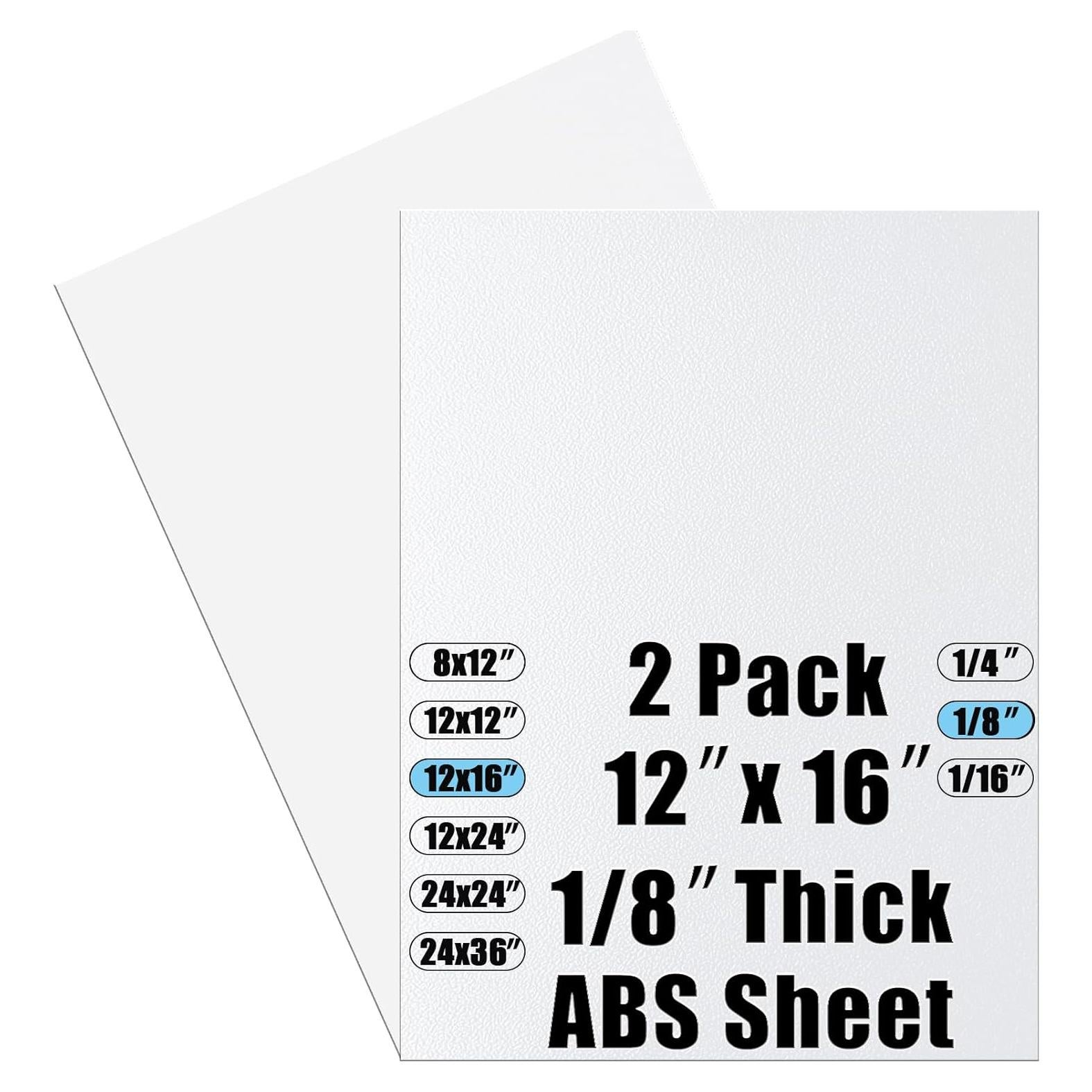 Hoja de Plástico ABS 40.64 x 30.48 cm 0.32 cm Grosor - Paquete de 2