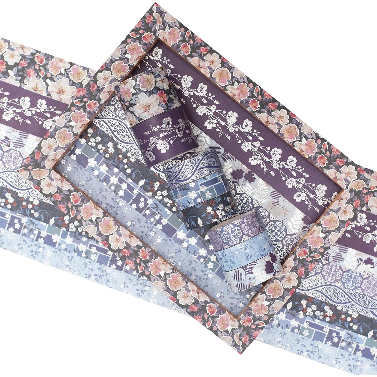 Conjunto de Cinta Washi YUBX Elegance Azul 8 Rollos Decorativos