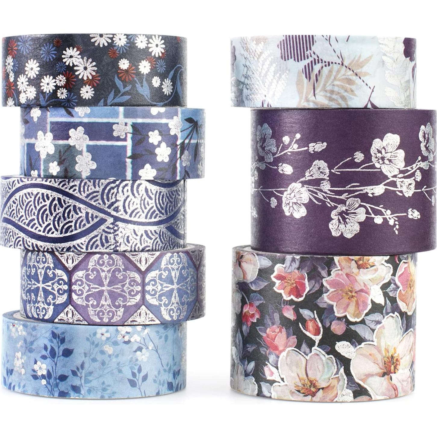 Conjunto de Cinta Washi YUBX Elegance Azul 8 Rollos Decorativos