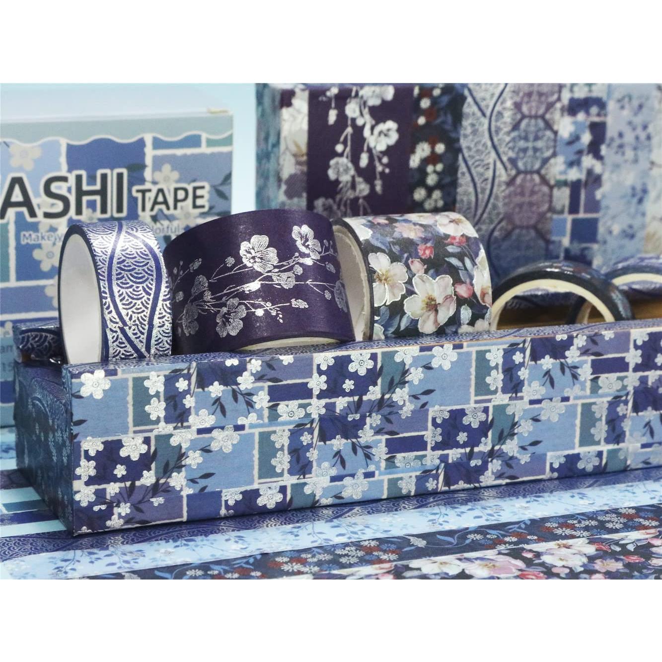 Conjunto de Cinta Washi YUBX Elegance Azul 8 Rollos Decorativos