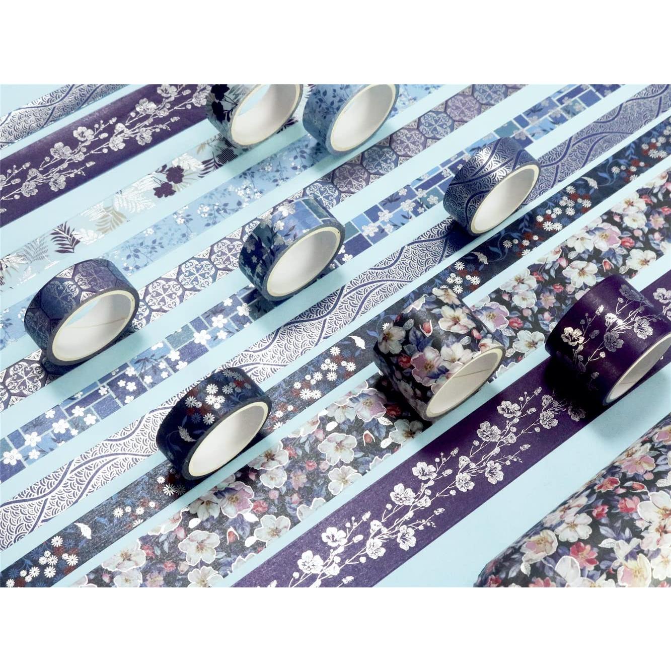 Conjunto de Cinta Washi YUBX Elegance Azul 8 Rollos Decorativos