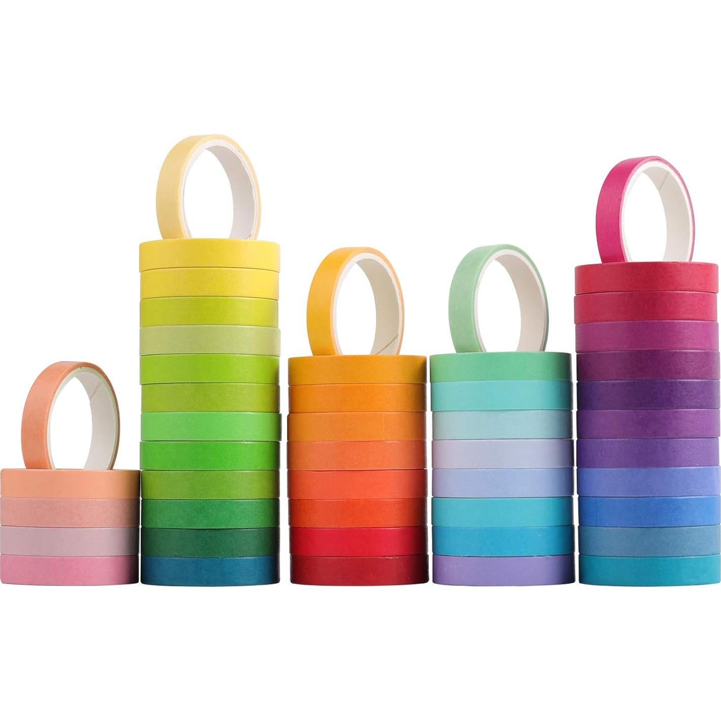 Juego de 48 Rollos de Cinta Washi Cotrida 7.5mm Multicolor