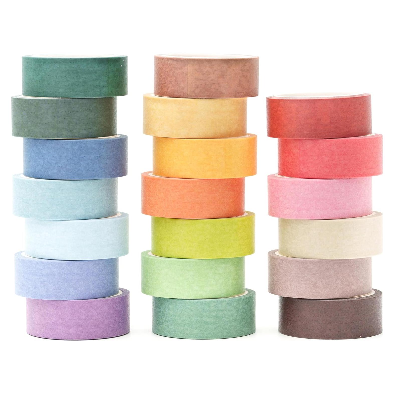 Cinta Washi YUBBAEX 20 Rollos Colores Sólidos 15mm x 5m