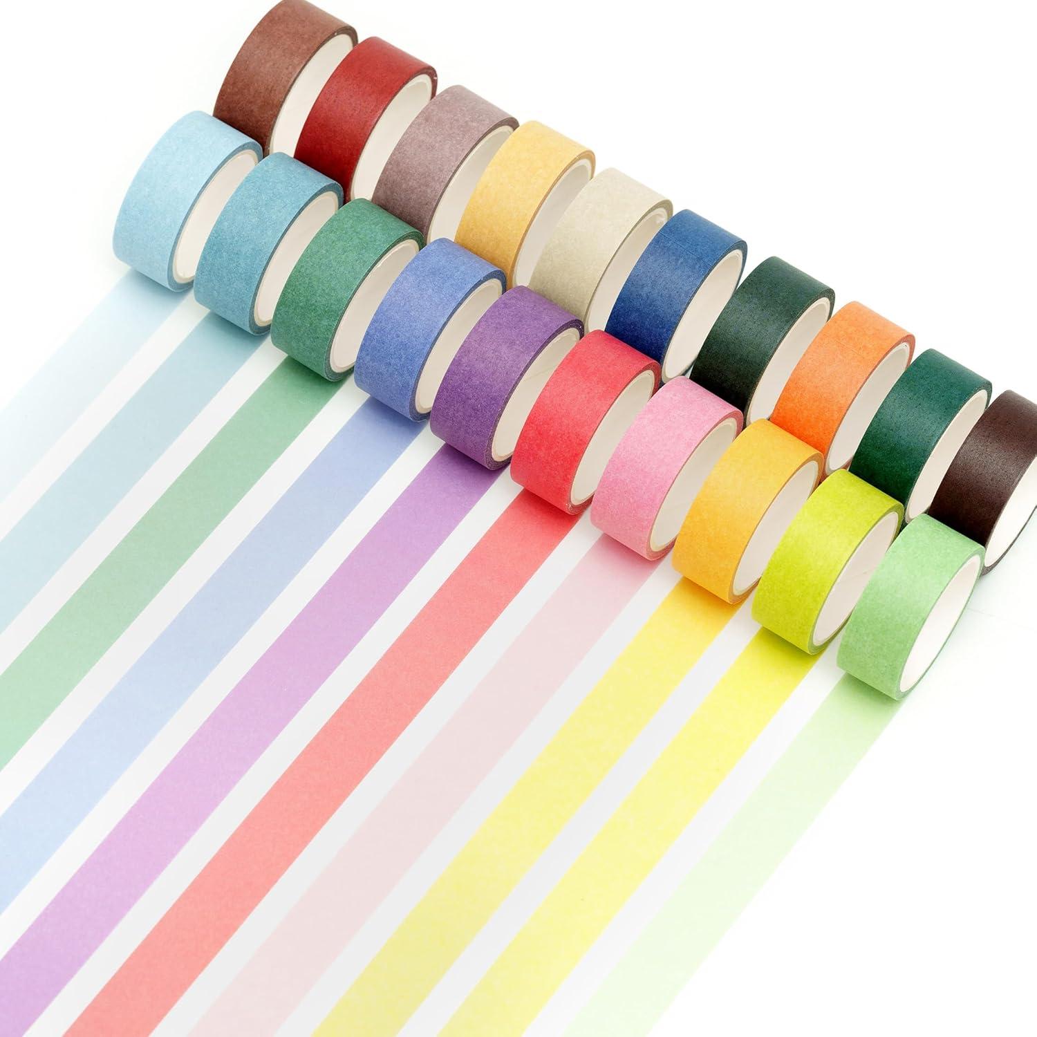 Cinta Washi YUBBAEX 20 Rollos Colores Sólidos 15mm x 5m
