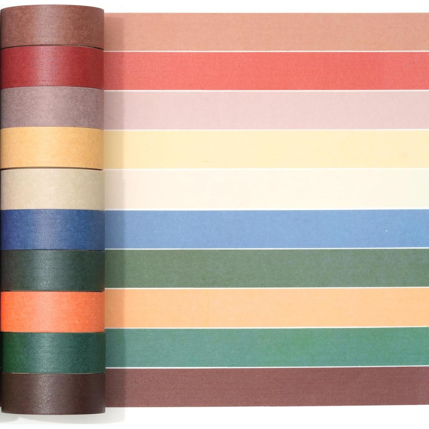 Cinta Washi YUBBAEX 20 Rollos Colores Sólidos 15mm x 5m