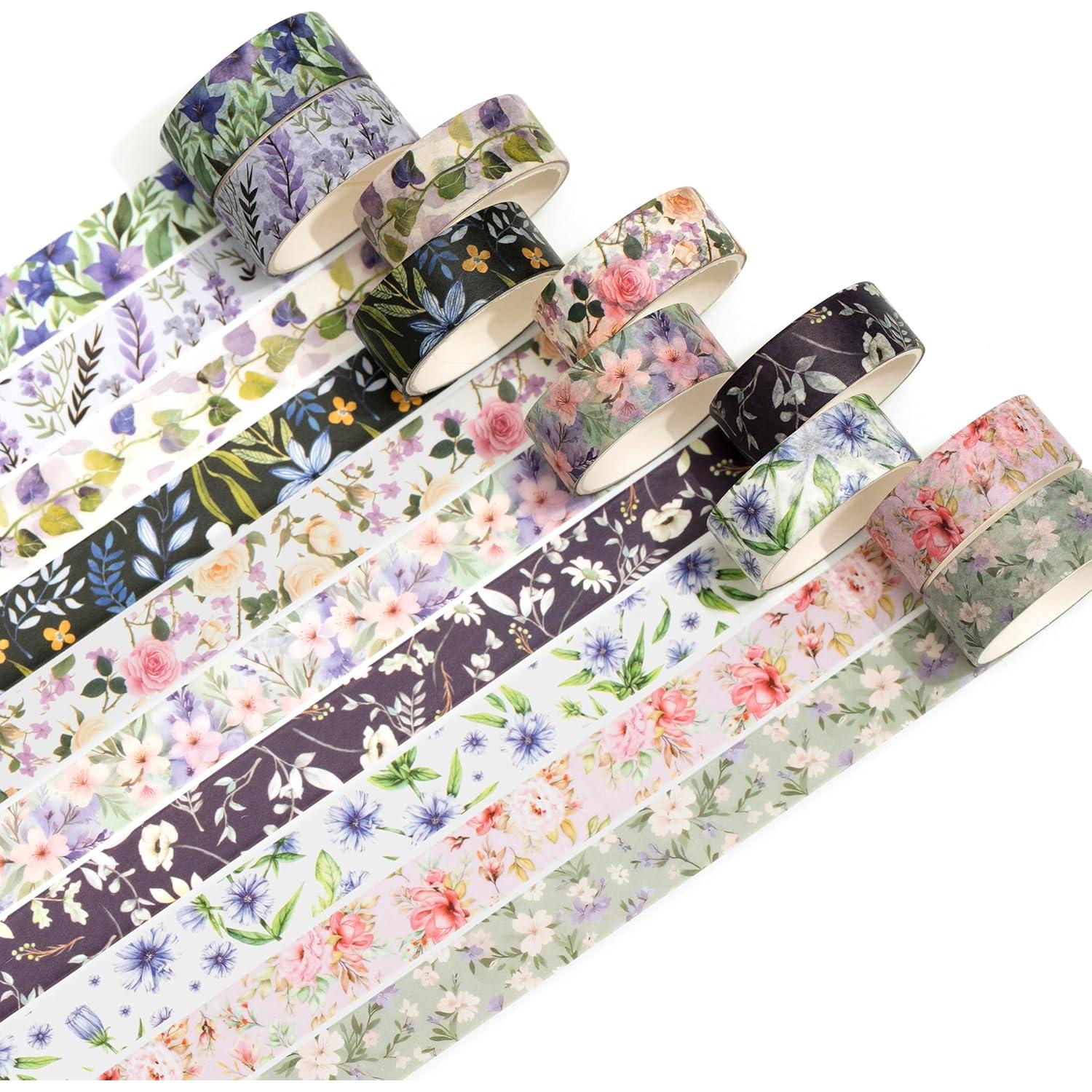 Set de 10 Rollos de Cinta Washi Floral Songdao 15mm x 2m