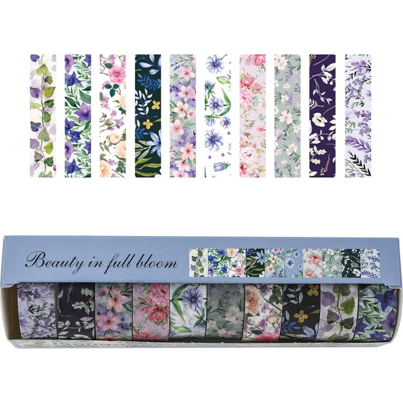 Set de 10 Rollos de Cinta Washi Floral Songdao 15mm x 2m