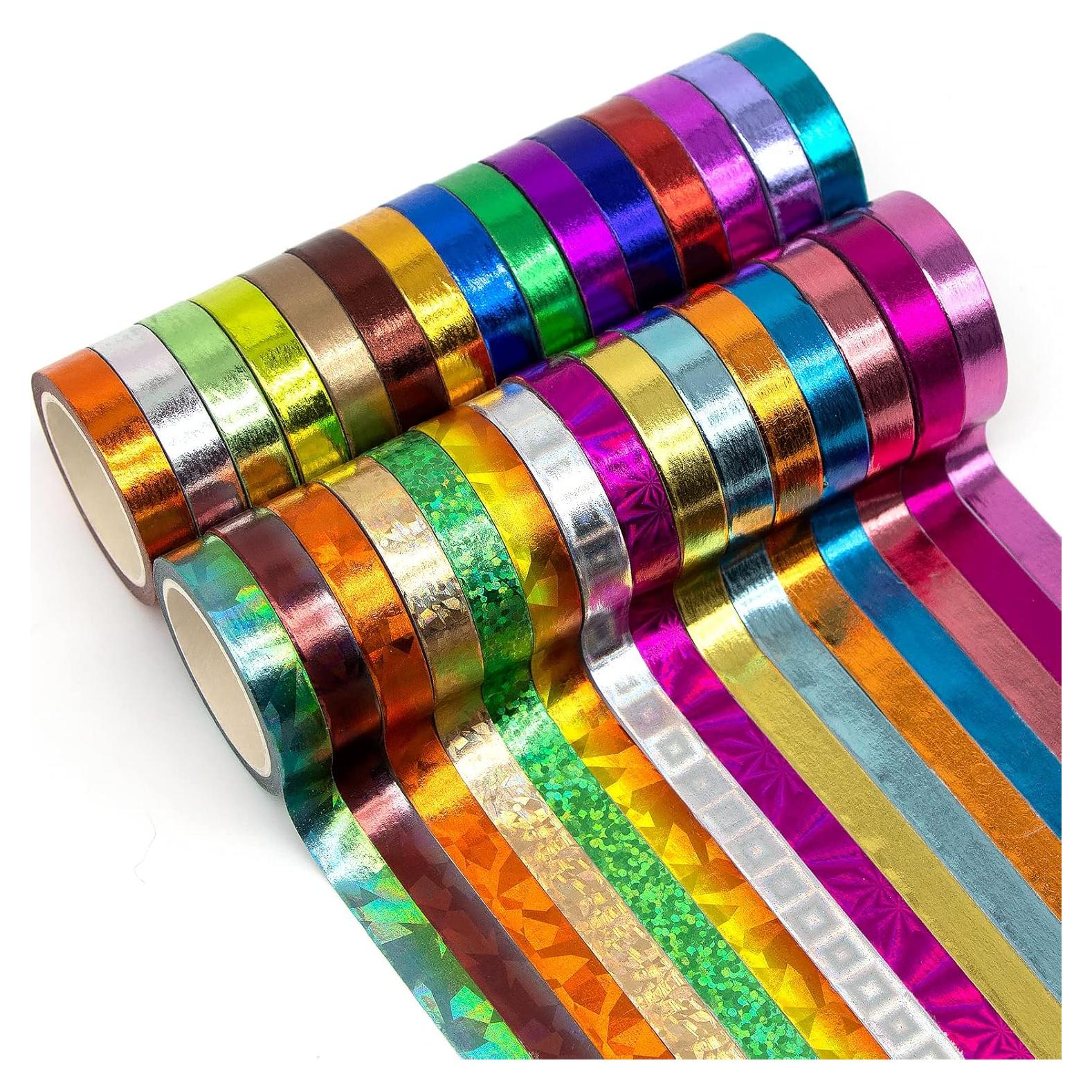 30 Rollos de Cinta Washi Metálica AAPOZZ 8mm x 4m para Manualidades