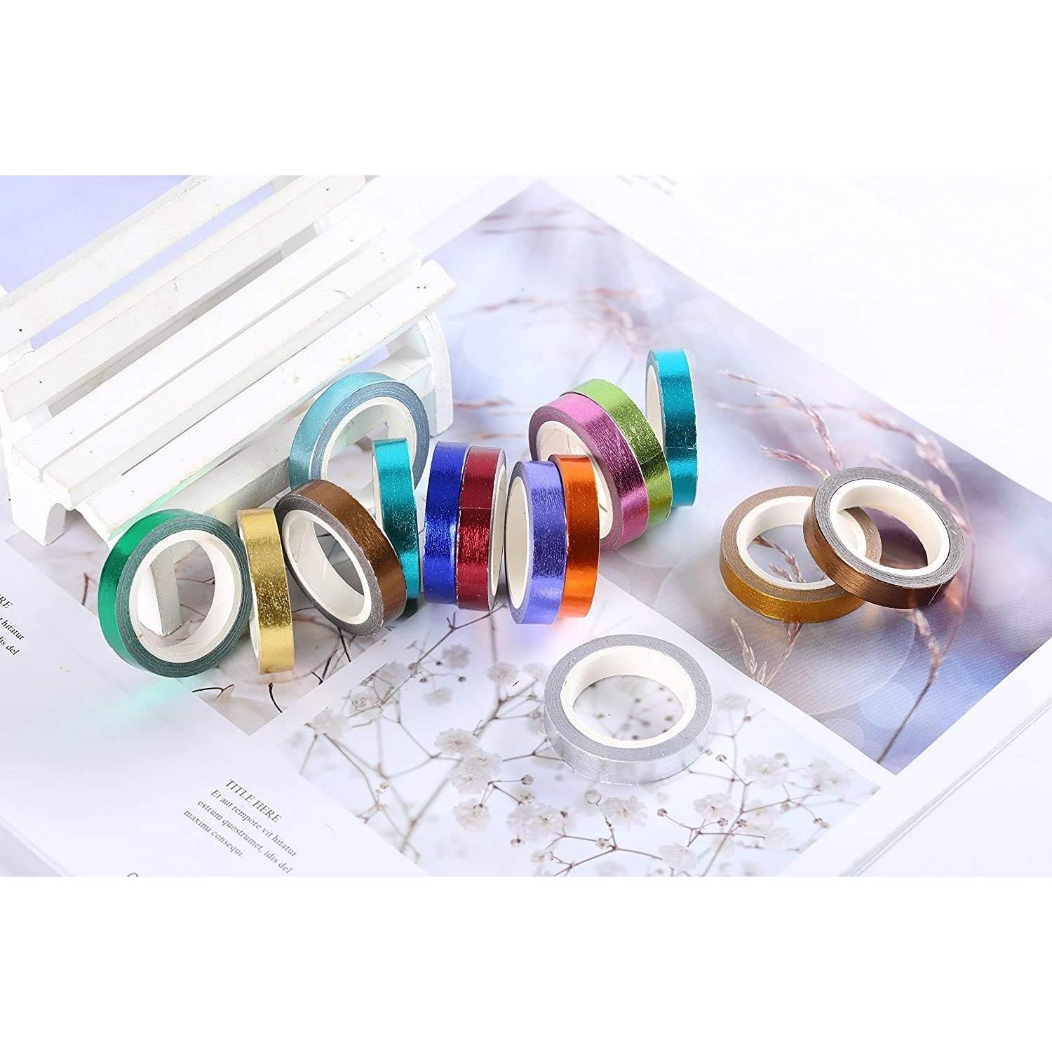 30 Rollos de Cinta Washi Metálica AAPOZZ 8mm x 4m para Manualidades